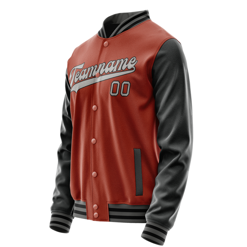 Custom Texas-Orange Black Solid Color Varsity Letterman Jacket JA02240617JG431