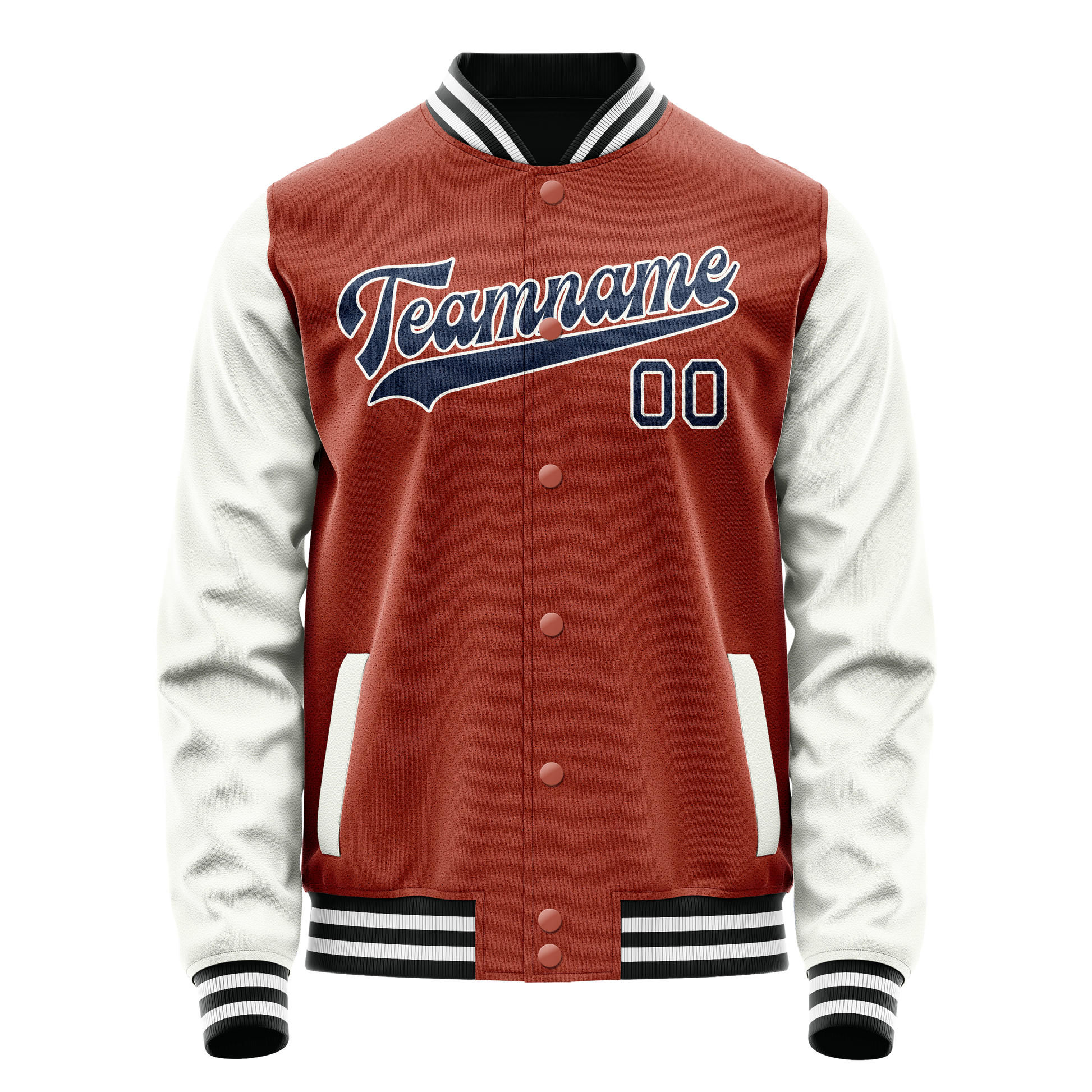 Custom Texas-Orange White Solid Color Varsity Letterman Jacket JA02240617JG426