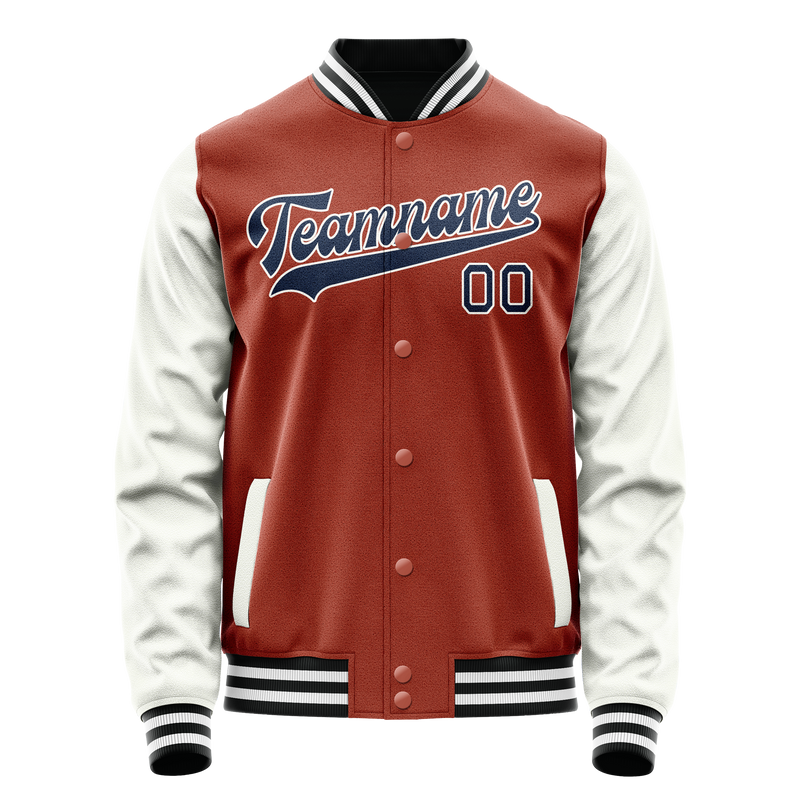 Custom Texas-Orange White Solid Color Varsity Letterman Jacket JA02240617JG426