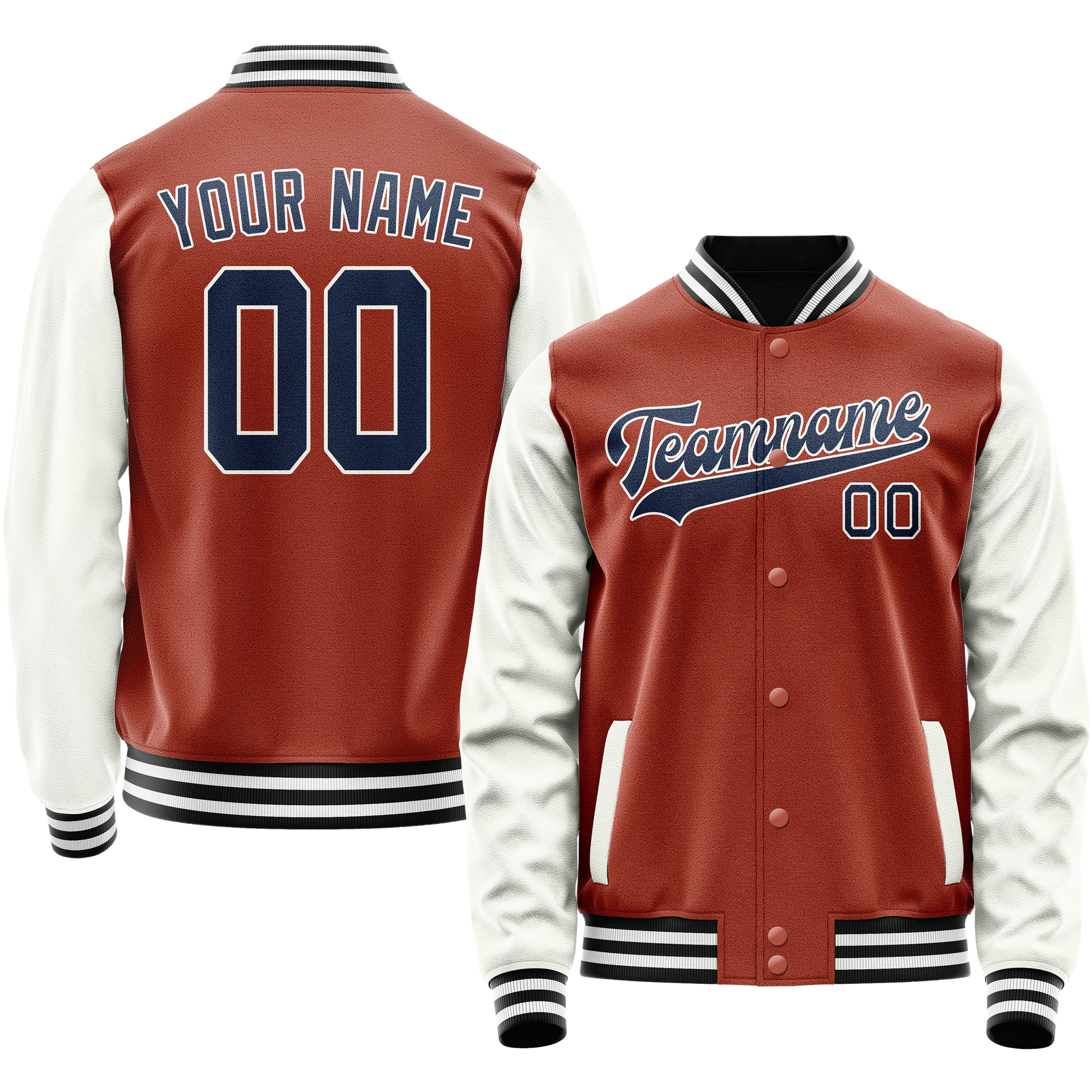 Custom Texas-Orange White Solid Color Varsity Letterman Jacket JA02240617JG426