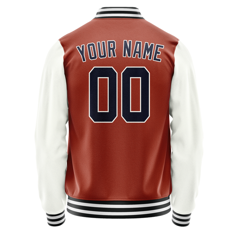 Custom Texas-Orange White Solid Color Varsity Letterman Jacket JA02240617JG427