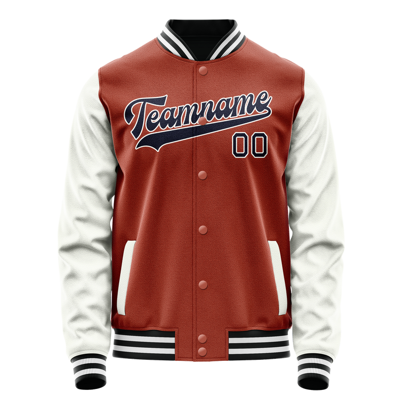 Custom Texas-Orange White Solid Color Varsity Letterman Jacket JA02240617JG427