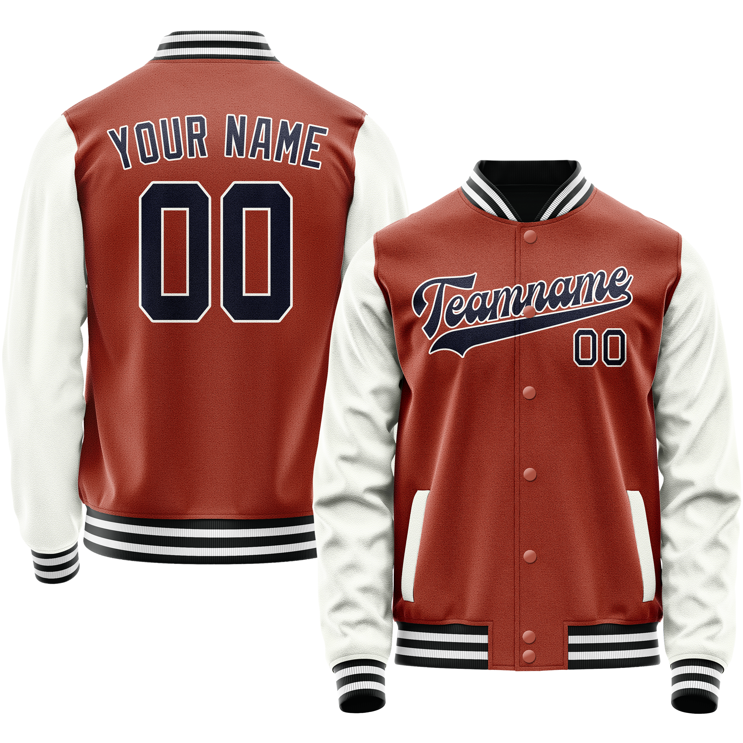 Custom Texas-Orange White Solid Color Varsity Letterman Jacket JA02240617JG427