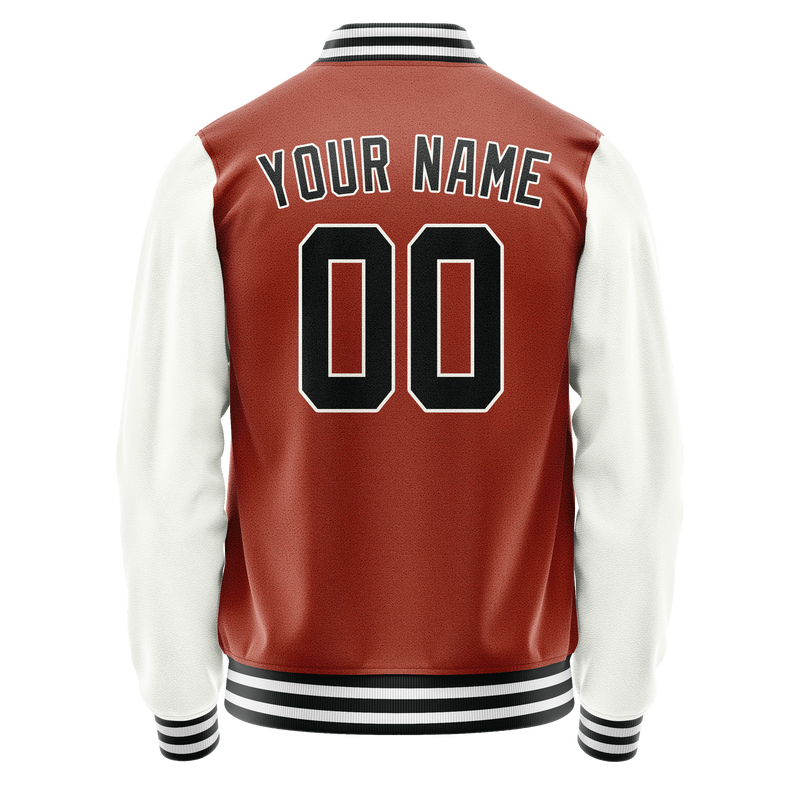 Custom Texas-Orange White Solid Color Varsity Letterman Jacket JA02240617JG425