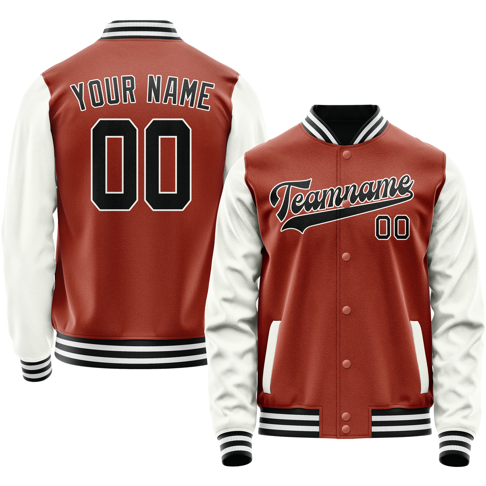 Custom Texas-Orange White Solid Color Varsity Letterman Jacket JA02240617JG425