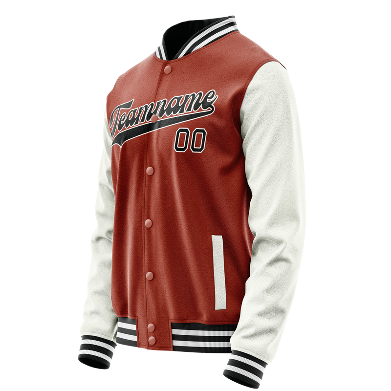 Custom Texas-Orange White Solid Color Varsity Letterman Jacket JA02240617JG425