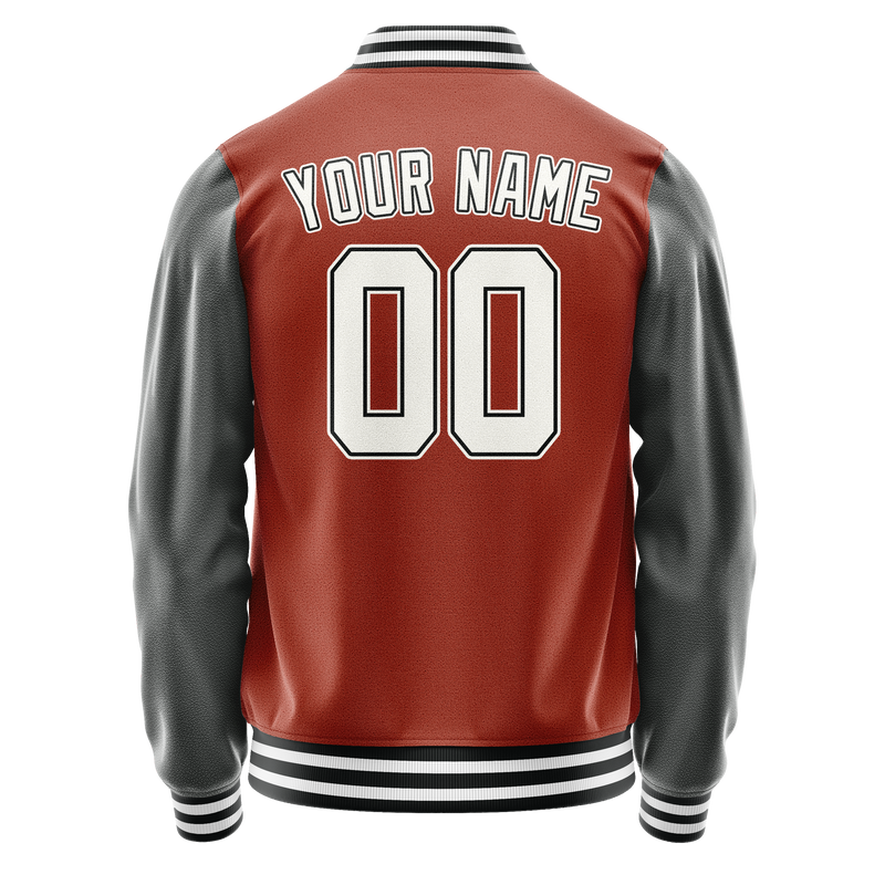 Custom Texas-Orange Gray Solid Color Varsity Letterman Jacket JA02240617JG417