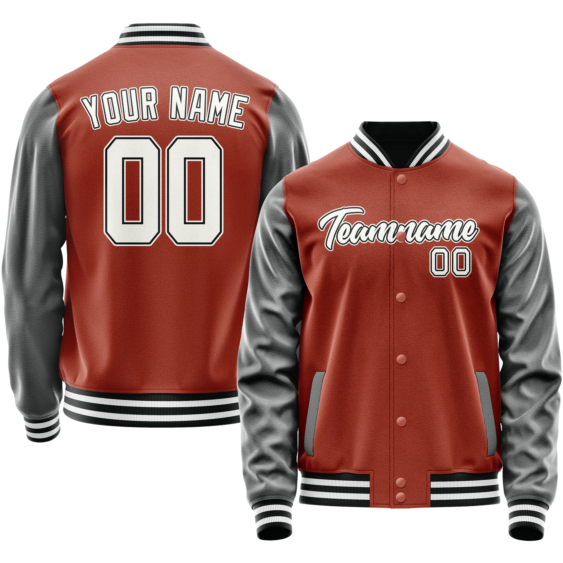 Custom Texas-Orange Gray Solid Color Varsity Letterman Jacket JA02240617JG417