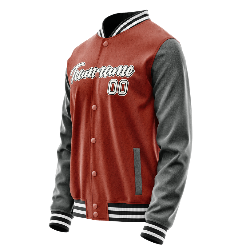 Custom Texas-Orange Gray Solid Color Varsity Letterman Jacket JA02240617JG417