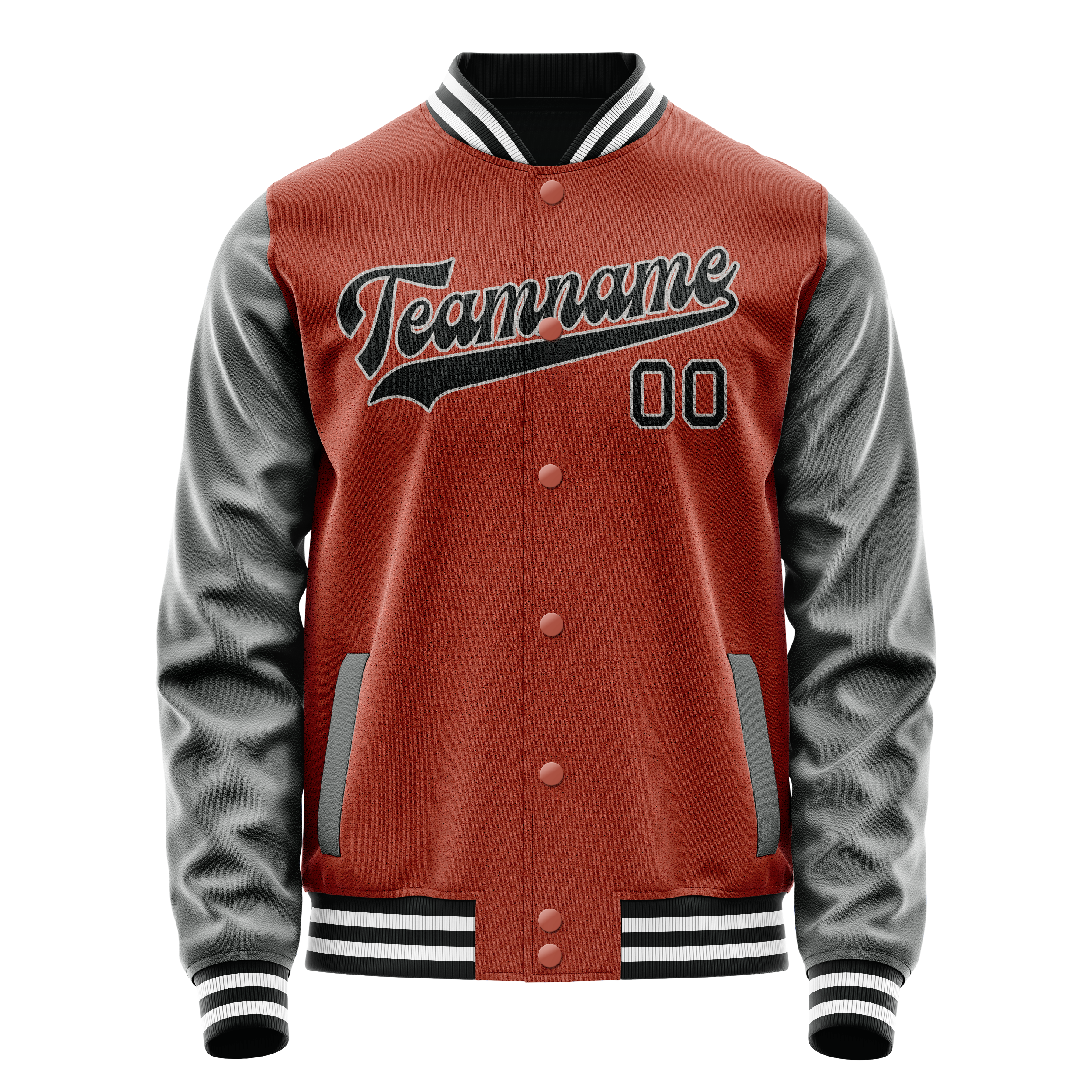 Custom Texas-Orange Gray Solid Color Varsity Letterman Jacket JA02240617JG418