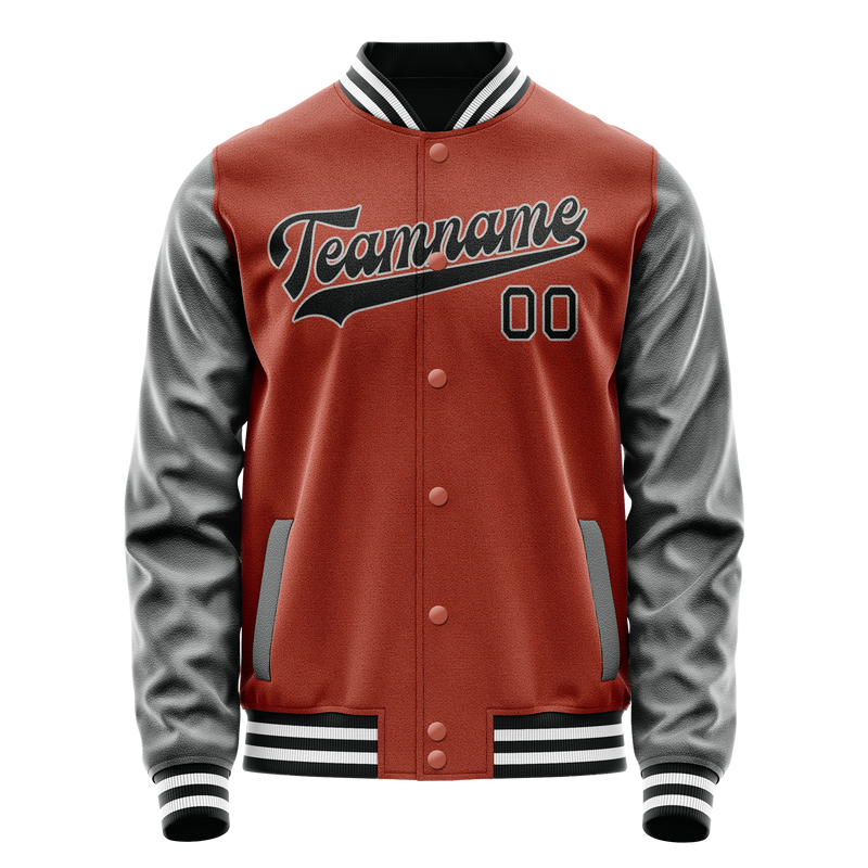 Custom Texas-Orange Gray Solid Color Varsity Letterman Jacket JA02240617JG418