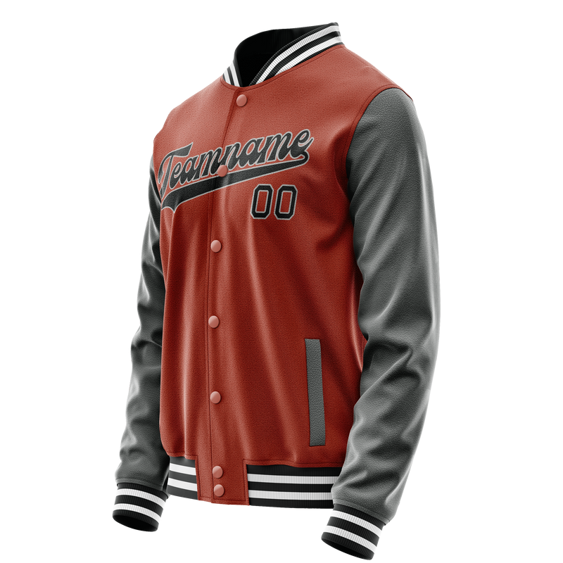 Custom Texas-Orange Gray Solid Color Varsity Letterman Jacket JA02240617JG418