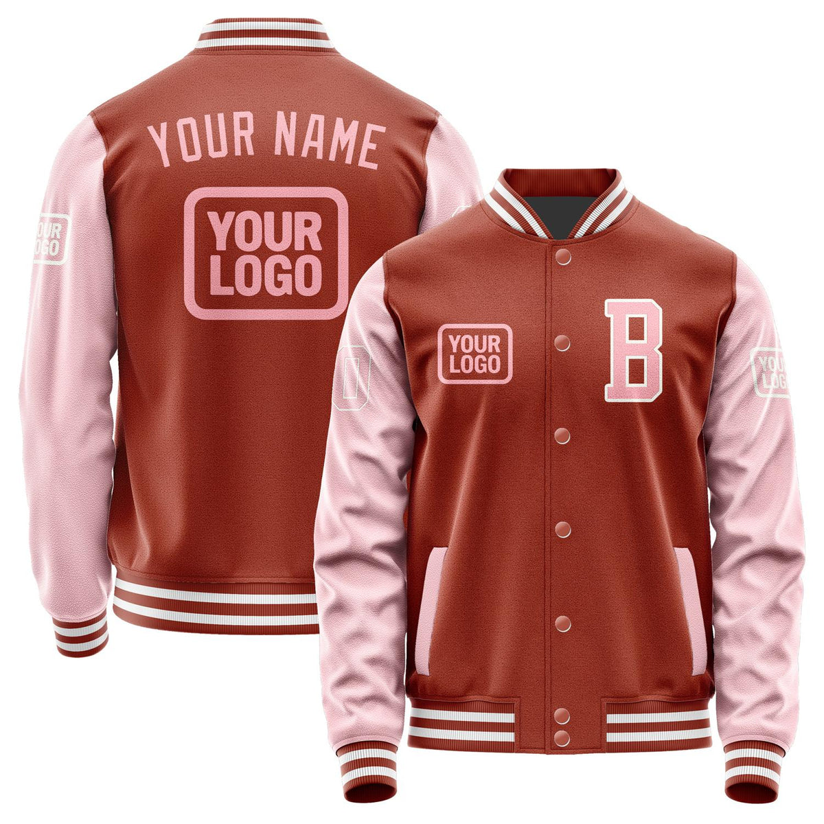 Custom Coral Red Light Pink Jacket JA161621161818212118