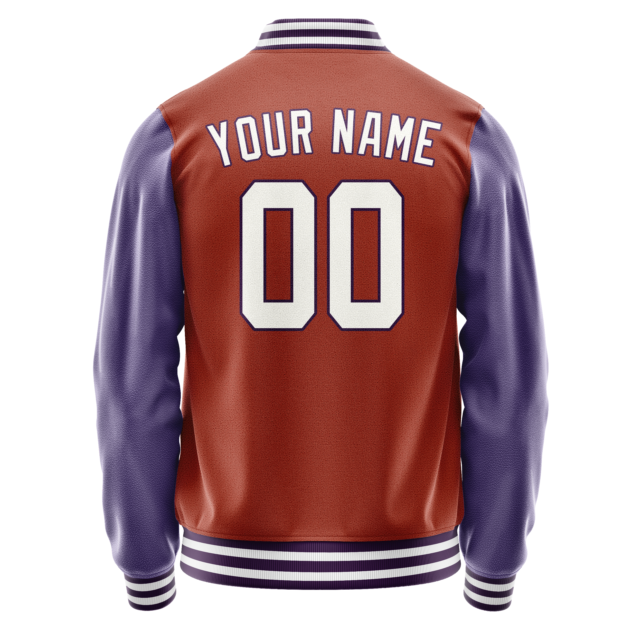 Custom Texas-Orange Purple Solid Color Varsity Letterman Jacket JA02240617JG422