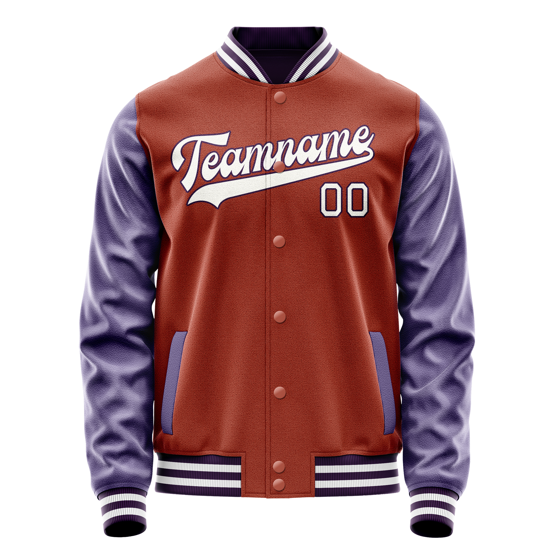 Custom Texas-Orange Purple Solid Color Varsity Letterman Jacket JA02240617JG422