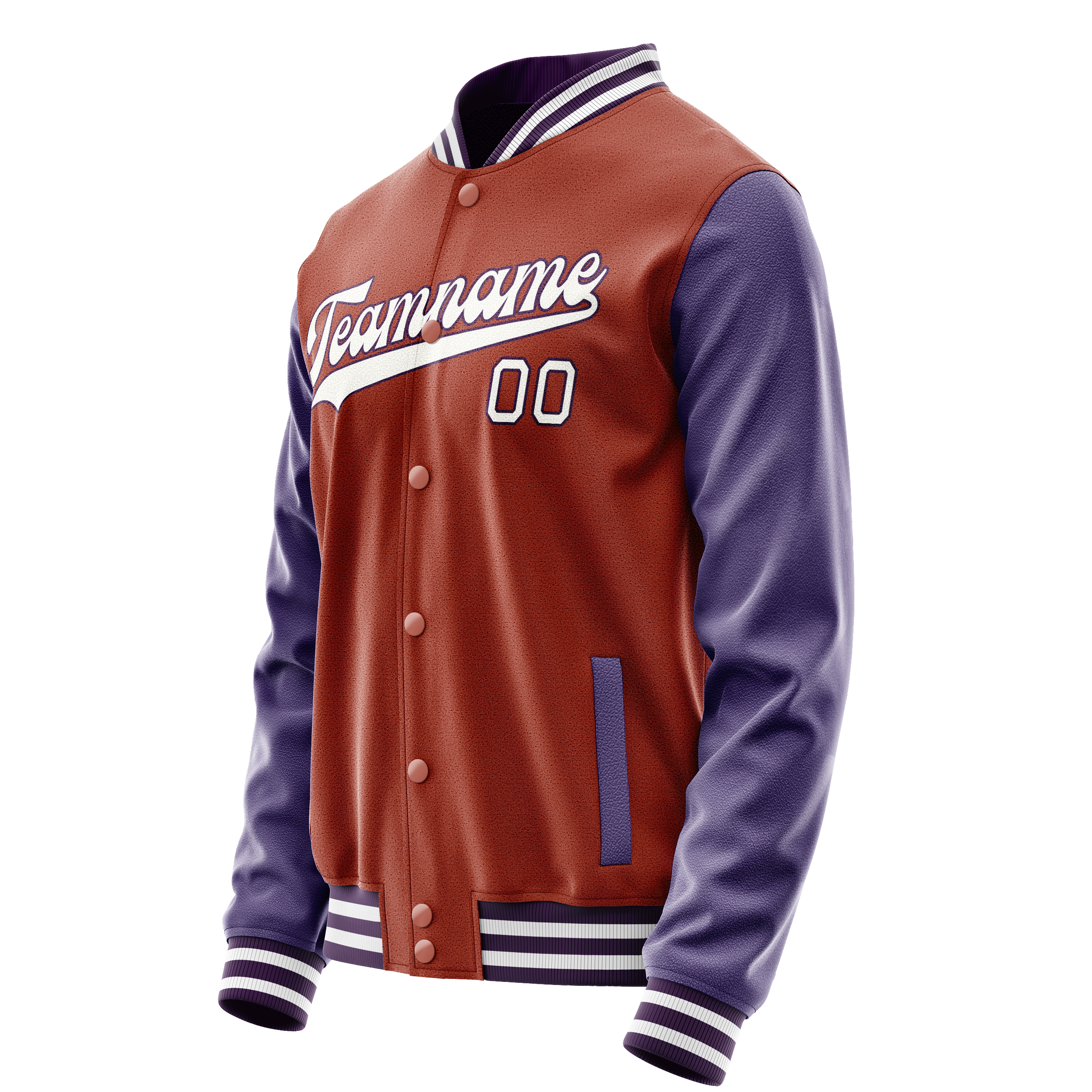 Custom Texas-Orange Purple Solid Color Varsity Letterman Jacket JA02240617JG422