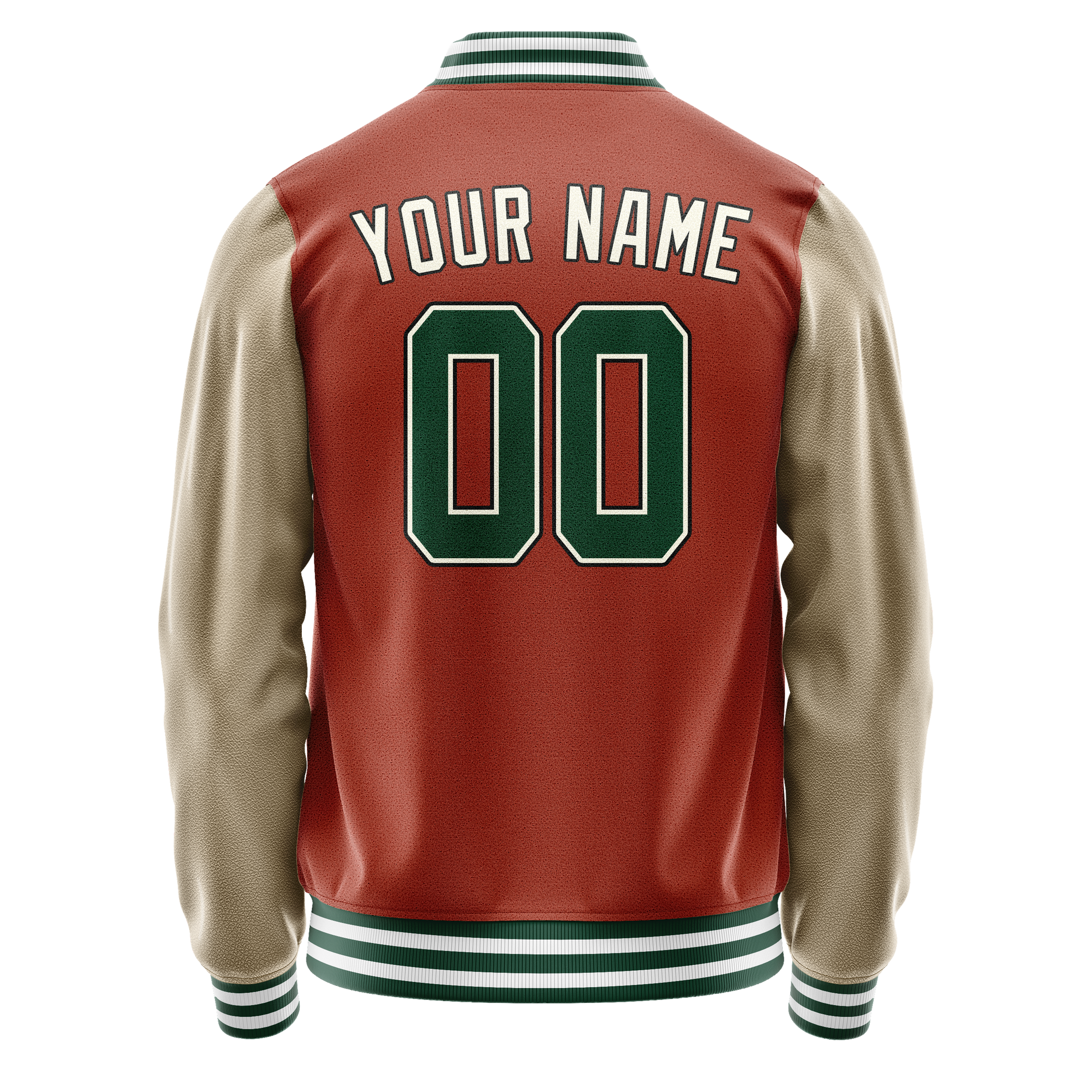 Custom Texas-Orange Cream Solid Color Varsity Letterman Jacket JA02240617JG432