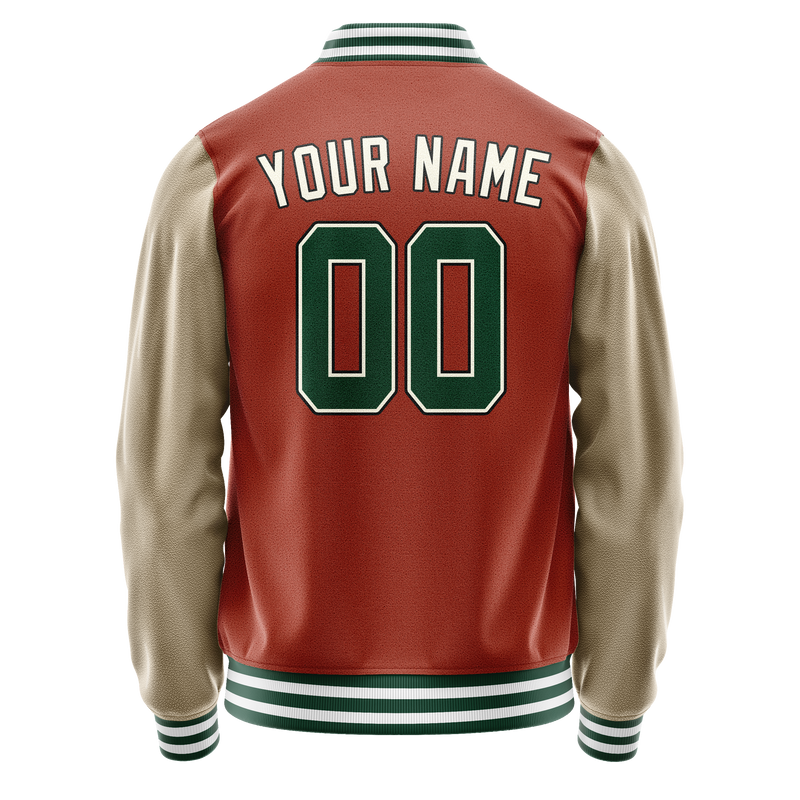 Custom Texas-Orange Cream Solid Color Varsity Letterman Jacket JA02240617JG432