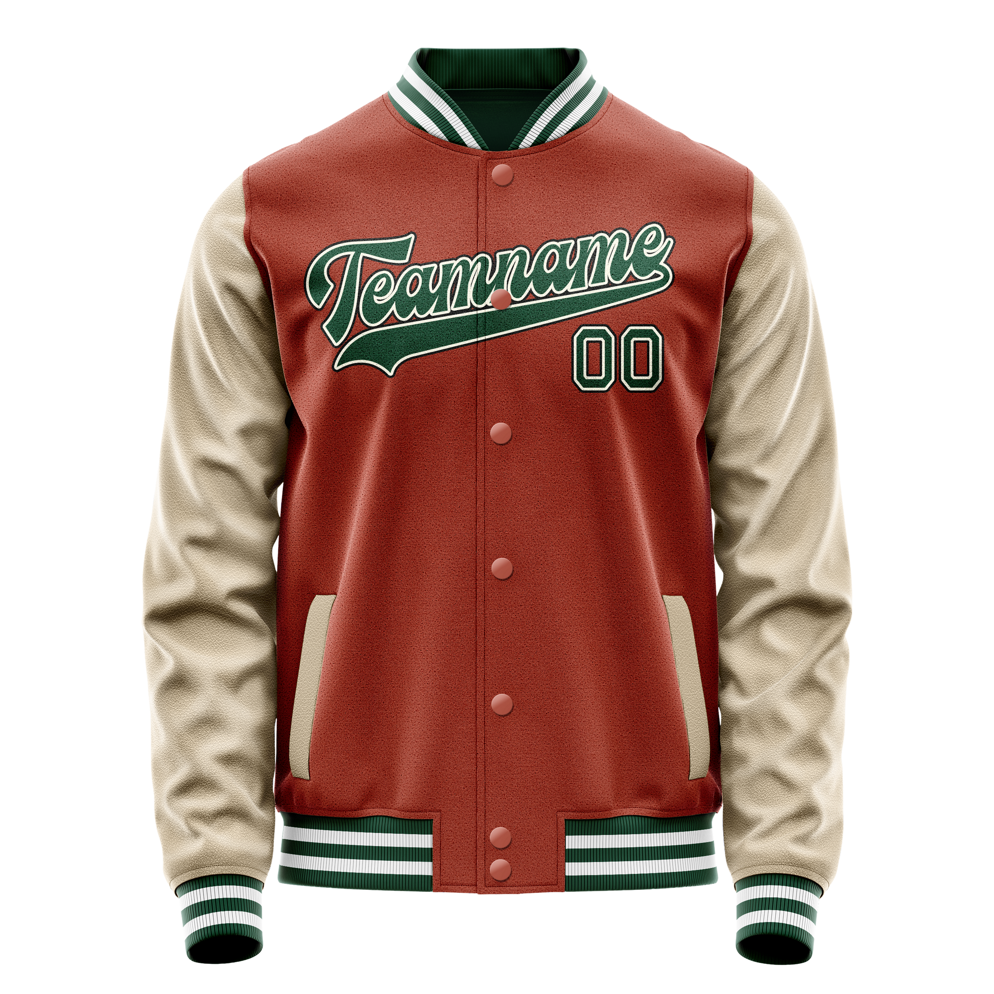 Custom Texas-Orange Cream Solid Color Varsity Letterman Jacket JA02240617JG432