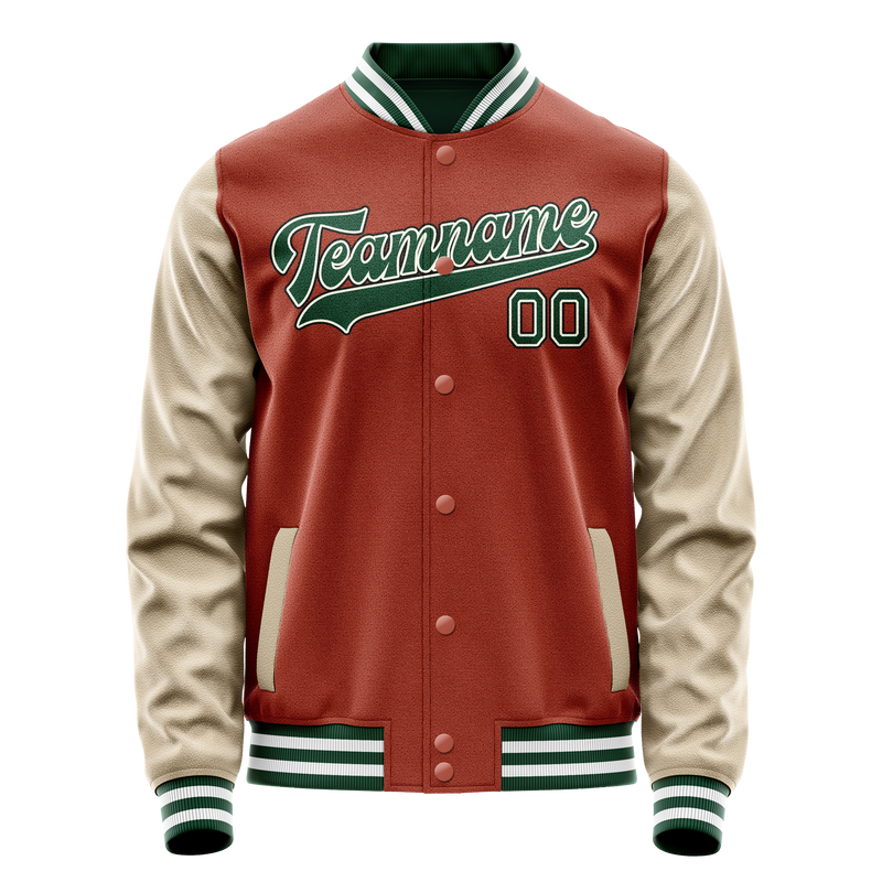 Custom Texas-Orange Cream Solid Color Varsity Letterman Jacket JA02240617JG432