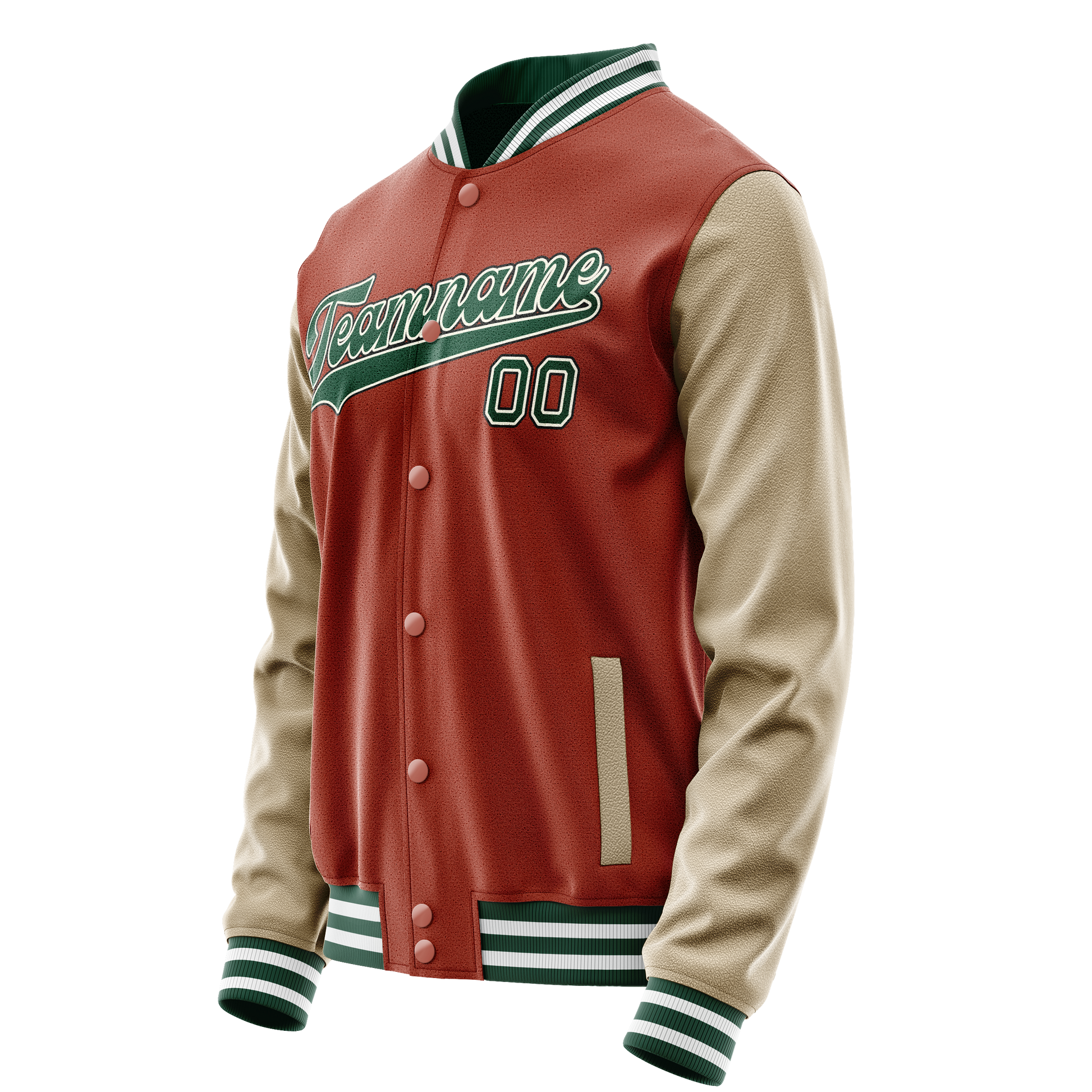 Custom Texas-Orange Cream Solid Color Varsity Letterman Jacket JA02240617JG432