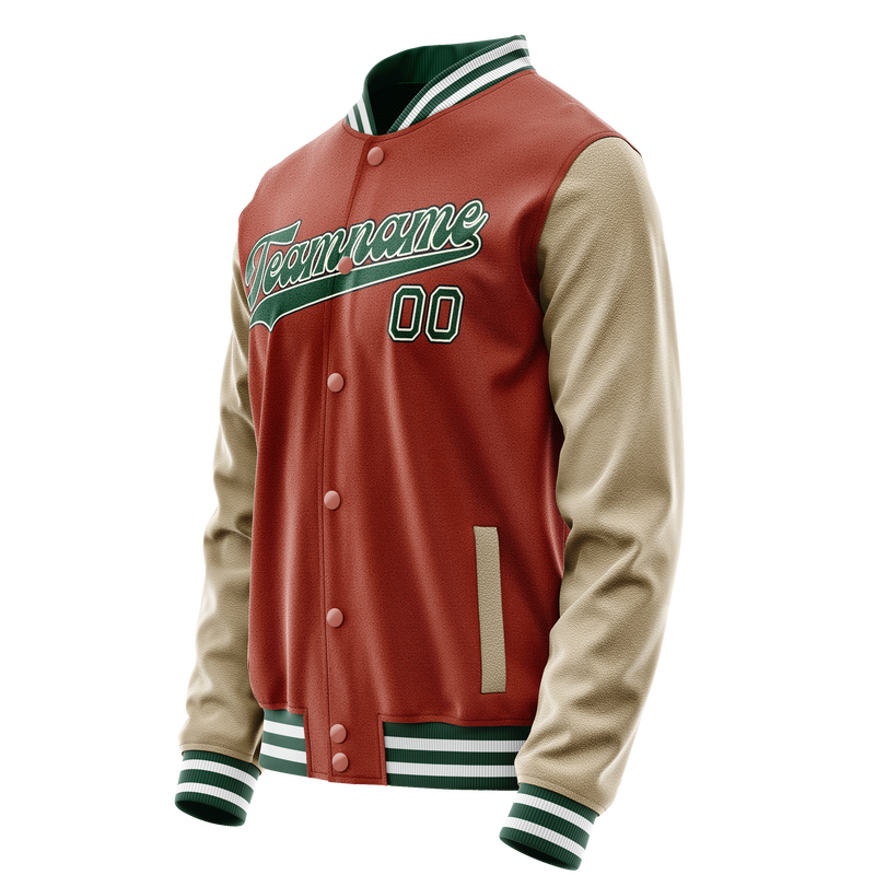 Custom Texas-Orange Cream Solid Color Varsity Letterman Jacket JA02240617JG432