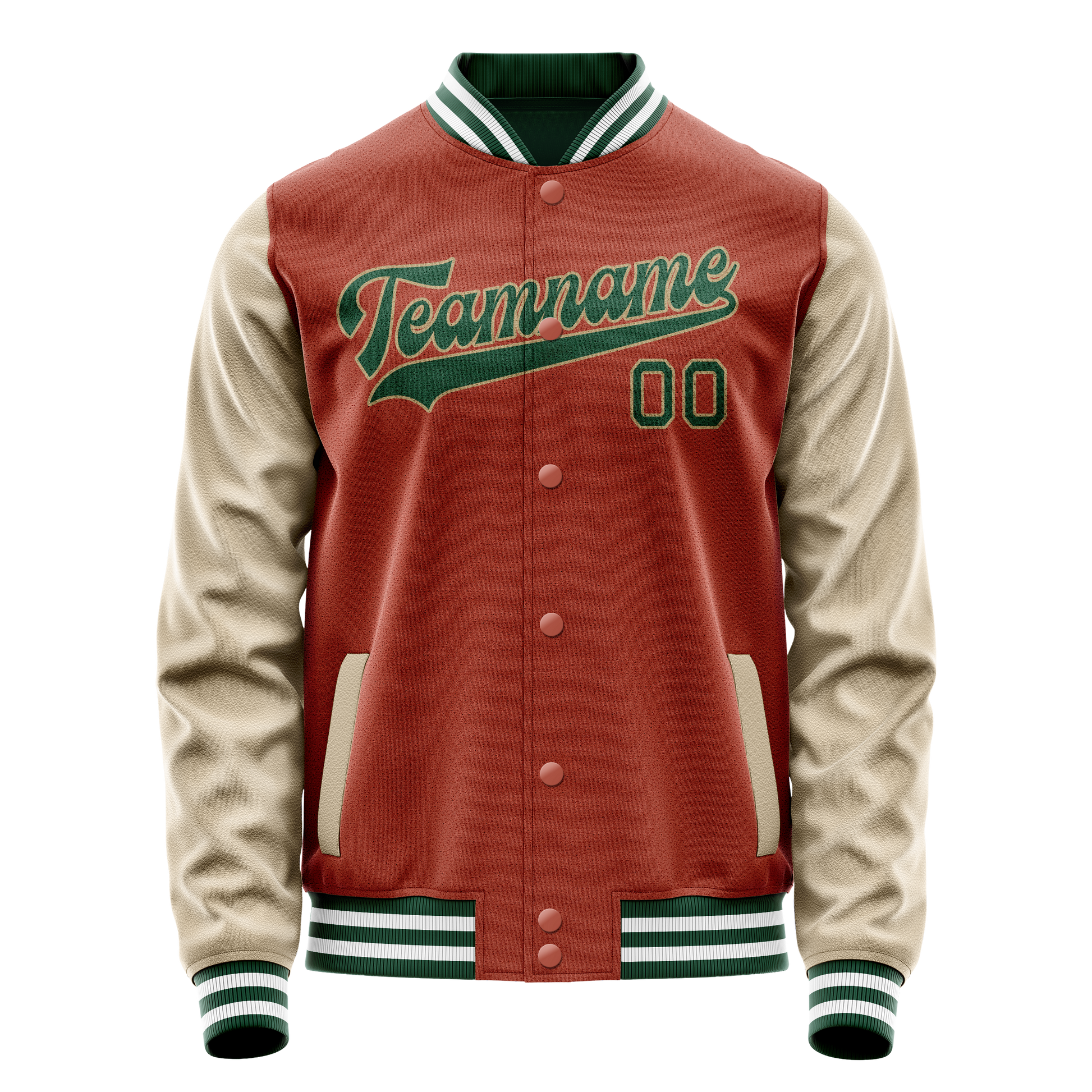 Custom Texas-Orange Cream Solid Color Varsity Letterman Jacket JA02240617JG430