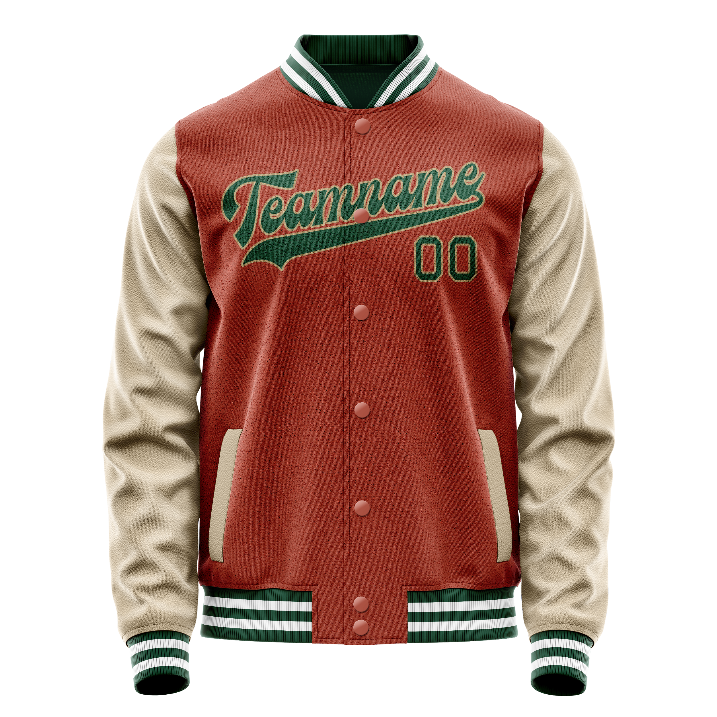 Custom Texas-Orange Cream Solid Color Varsity Letterman Jacket JA02240617JG430