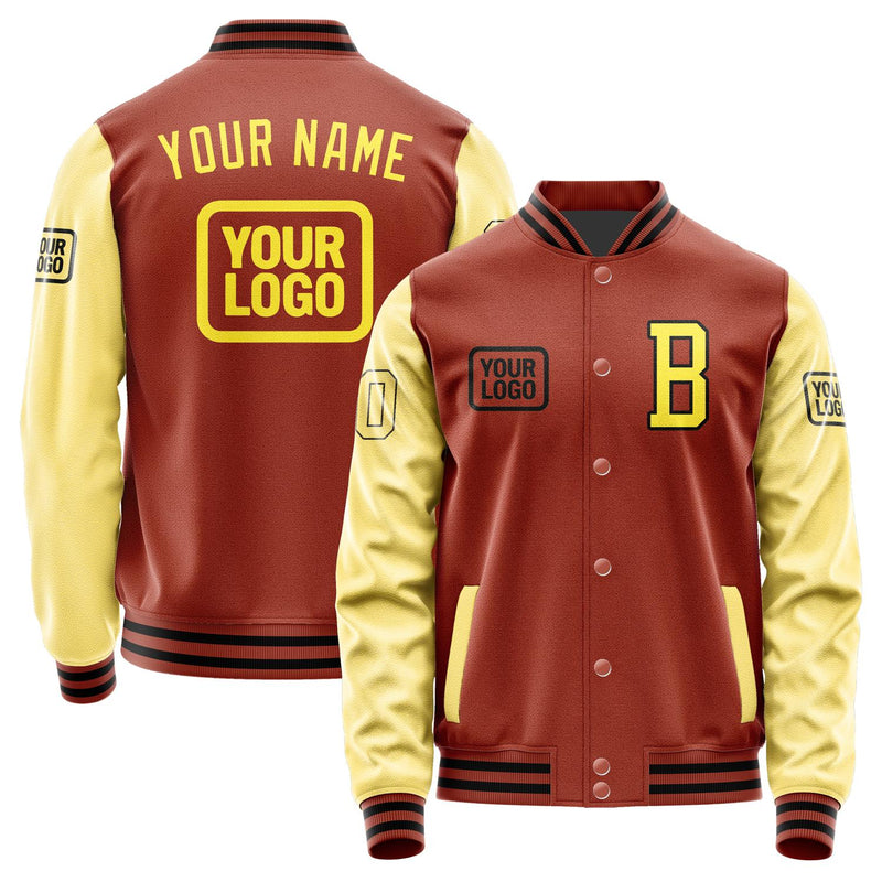 Custom Coral Red Light Yellow Jacket JA161626161717262617
