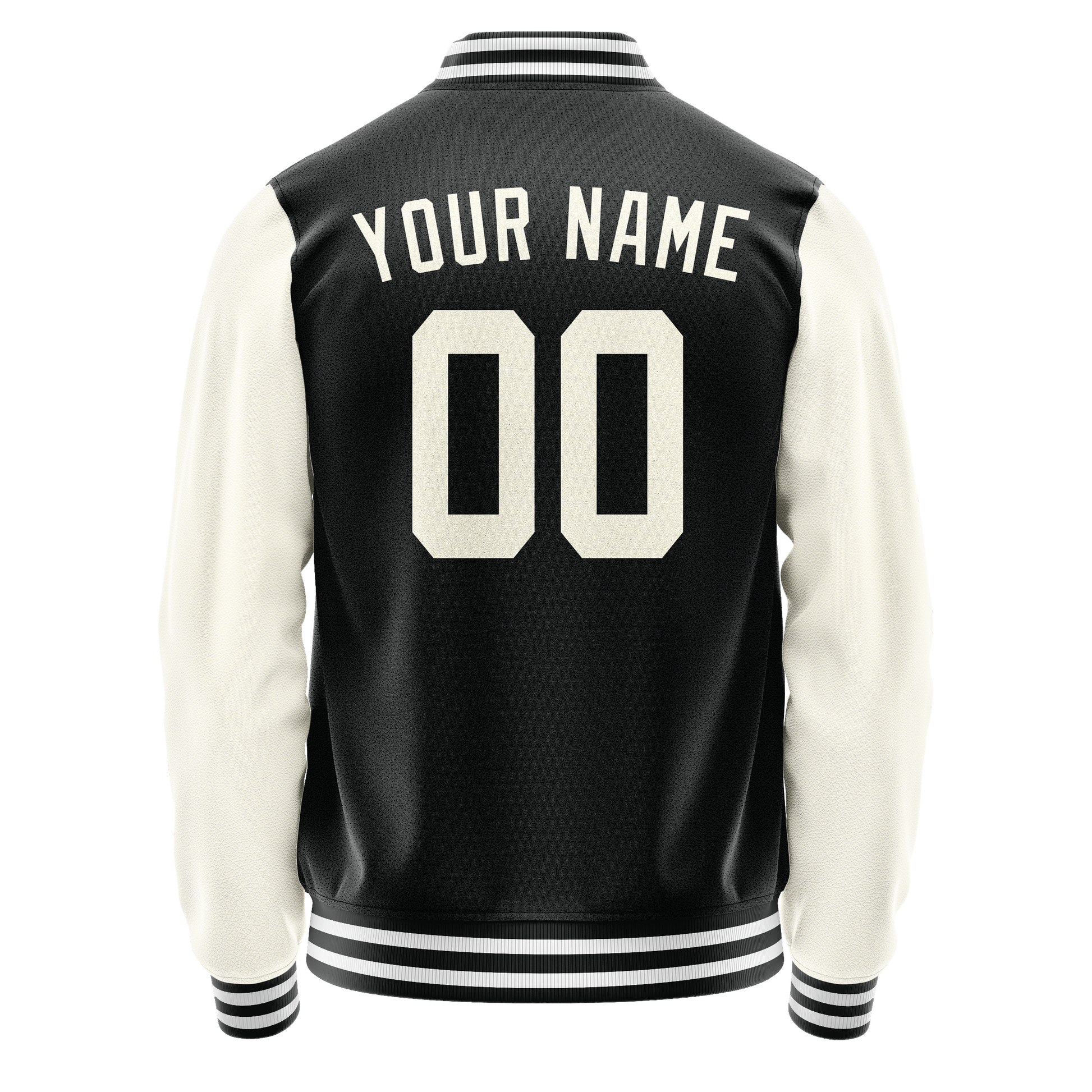 Custom Black Cream Solid Color Varsity Letterman Jacket JA02240617XF008