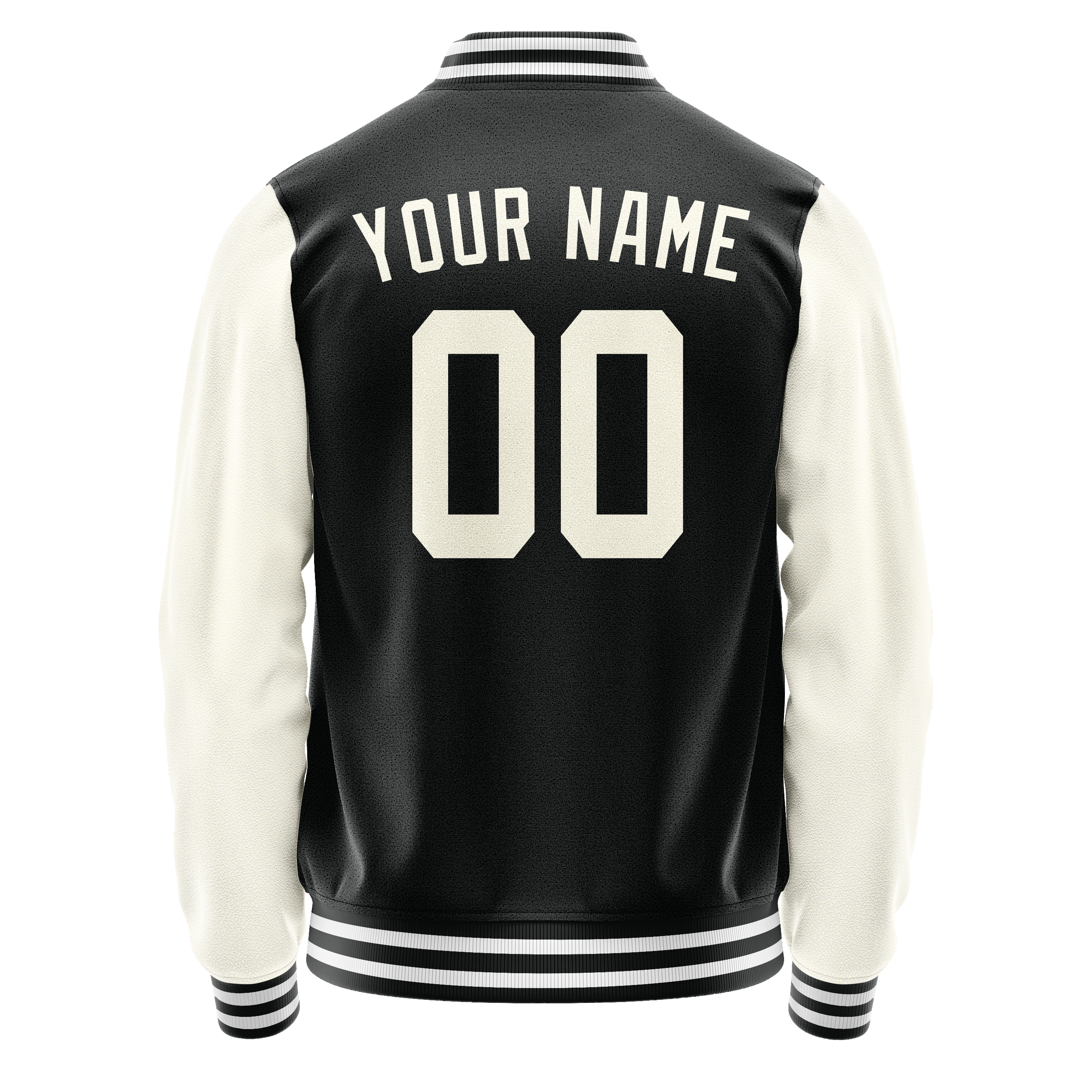 Custom Black Cream Solid Color Varsity Letterman Jacket JA02240617XF008