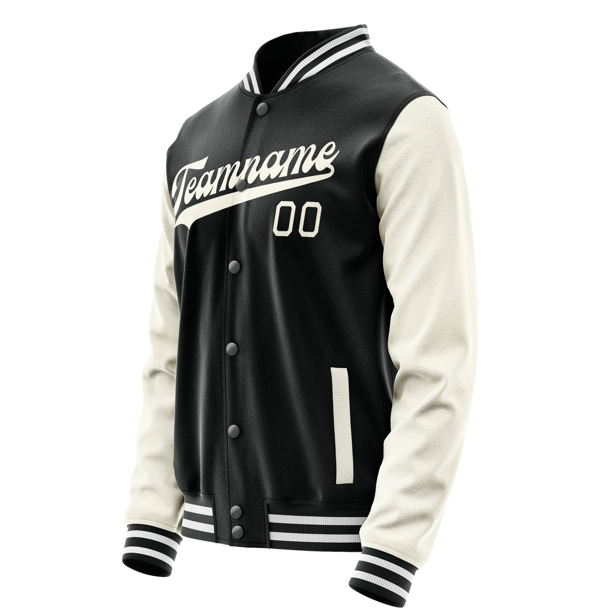 Custom Black Cream Solid Color Varsity Letterman Jacket JA02240617XF008
