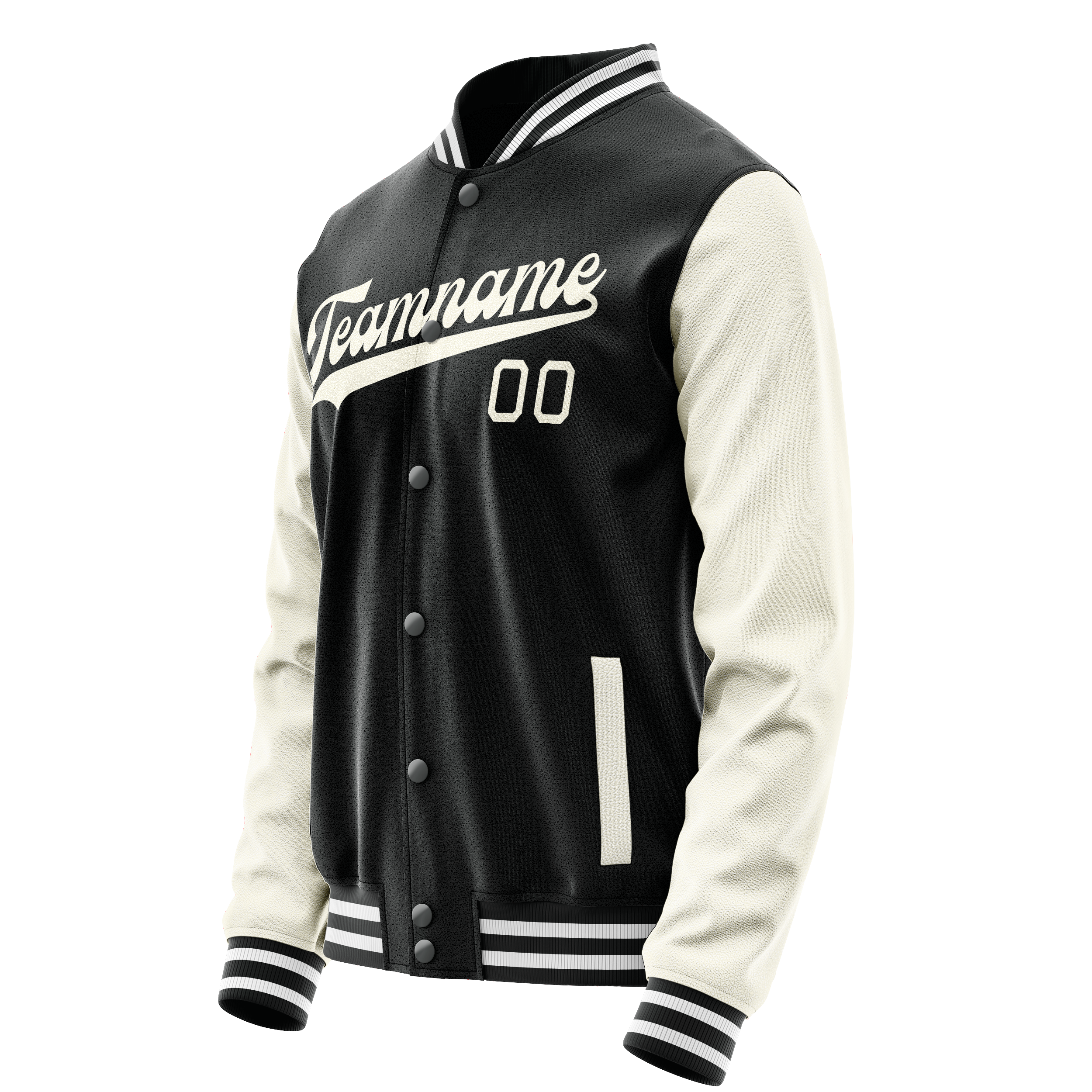 Custom Black Cream Solid Color Varsity Letterman Jacket JA02240617XF008