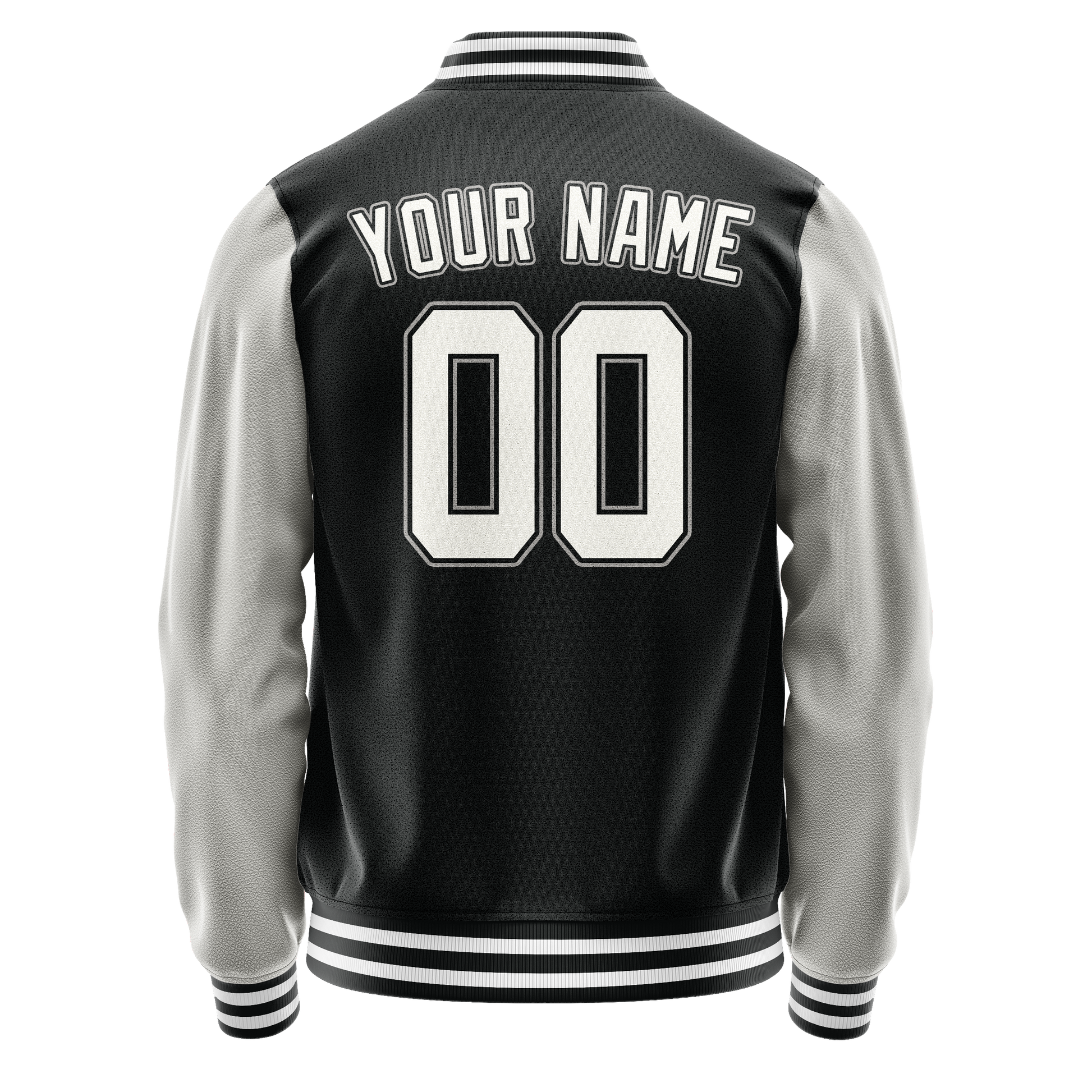 Custom Black Gray Solid Color Varsity Letterman Jacket JA02240617XF015