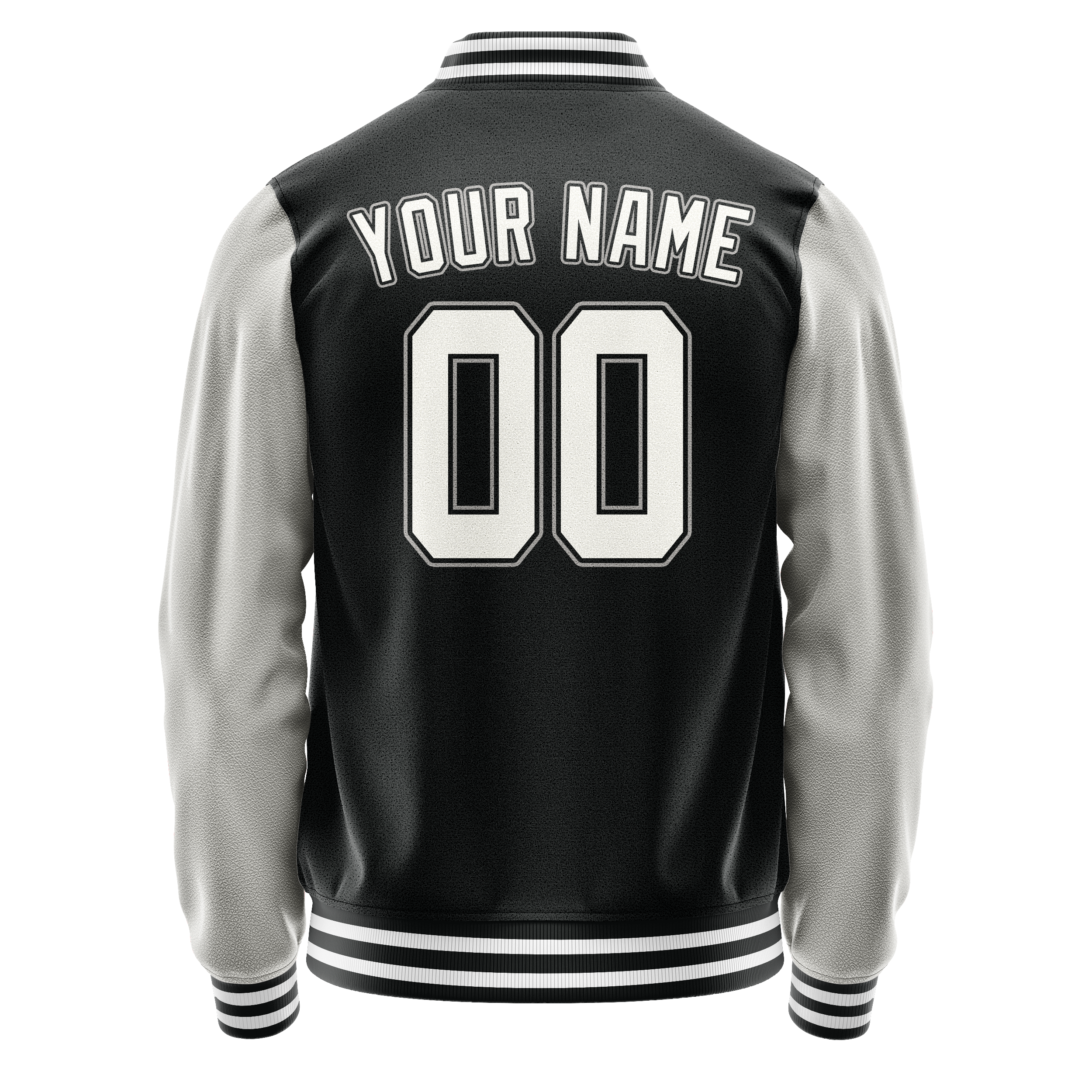 Custom Black Gray Solid Color Varsity Letterman Jacket JA02240617XF015