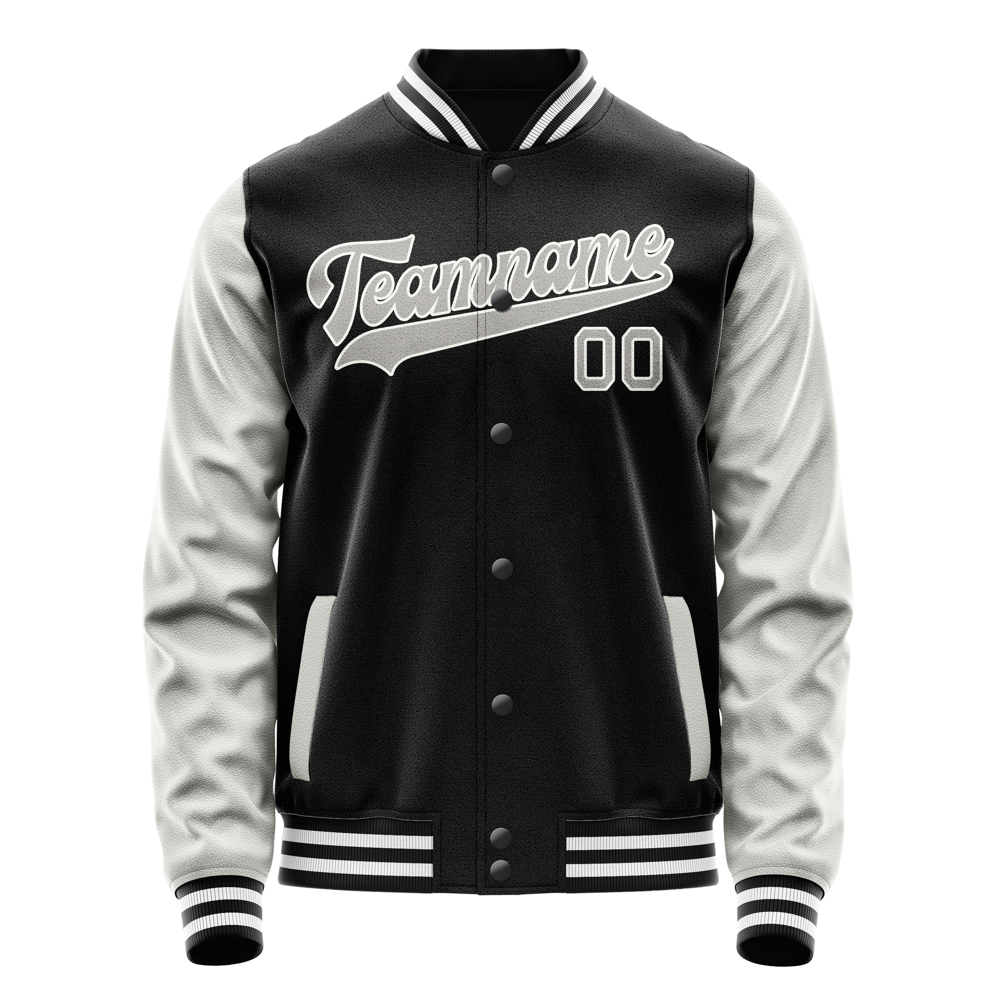 Custom Black Gray Solid Color Varsity Letterman Jacket JA02240617XF015