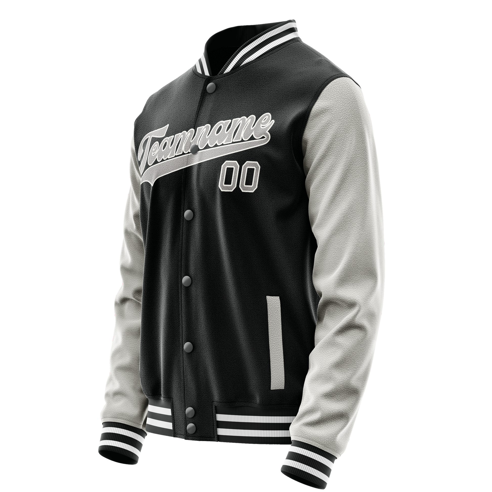 Custom Black Gray Solid Color Varsity Letterman Jacket JA02240617XF015
