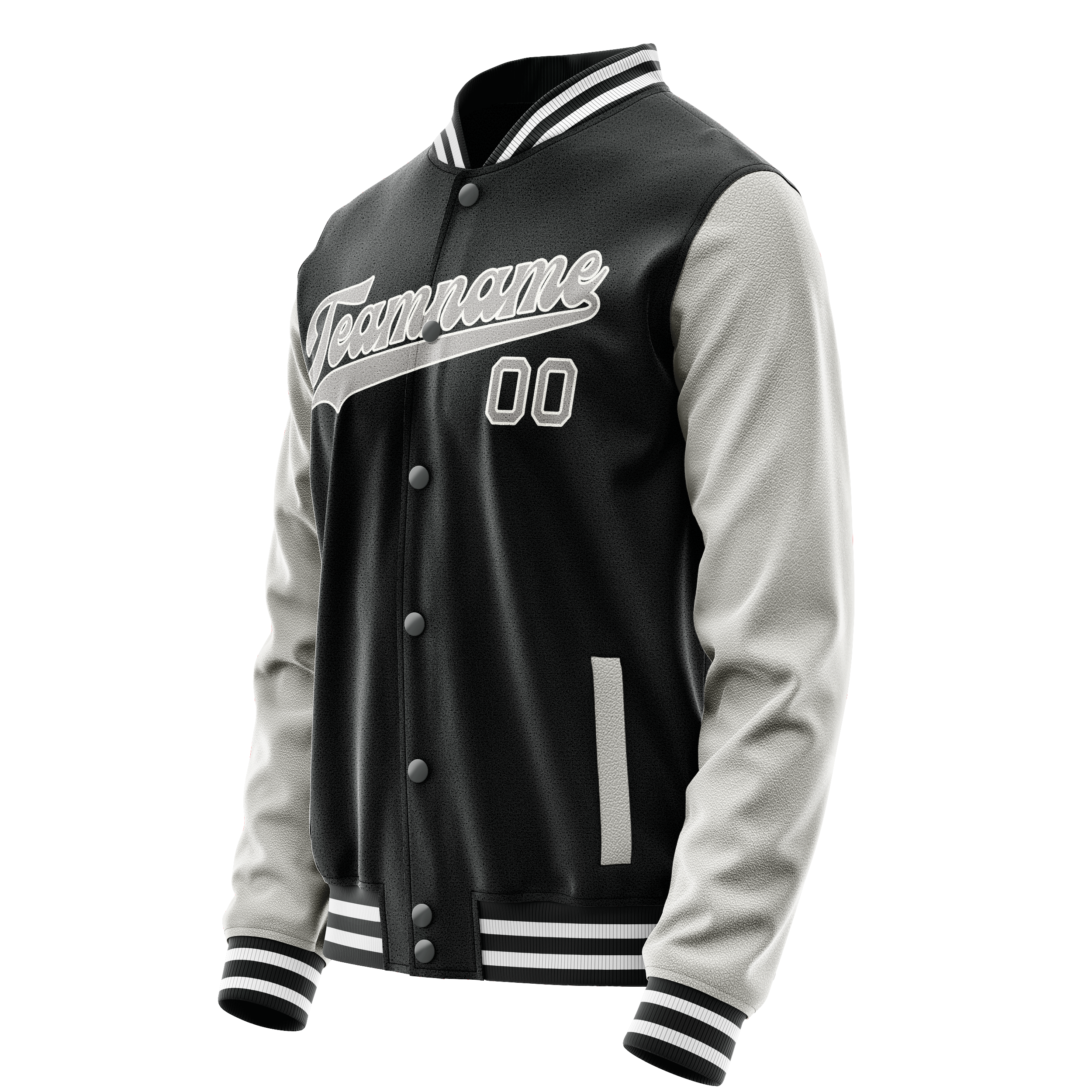 Custom Black Gray Solid Color Varsity Letterman Jacket JA02240617XF015