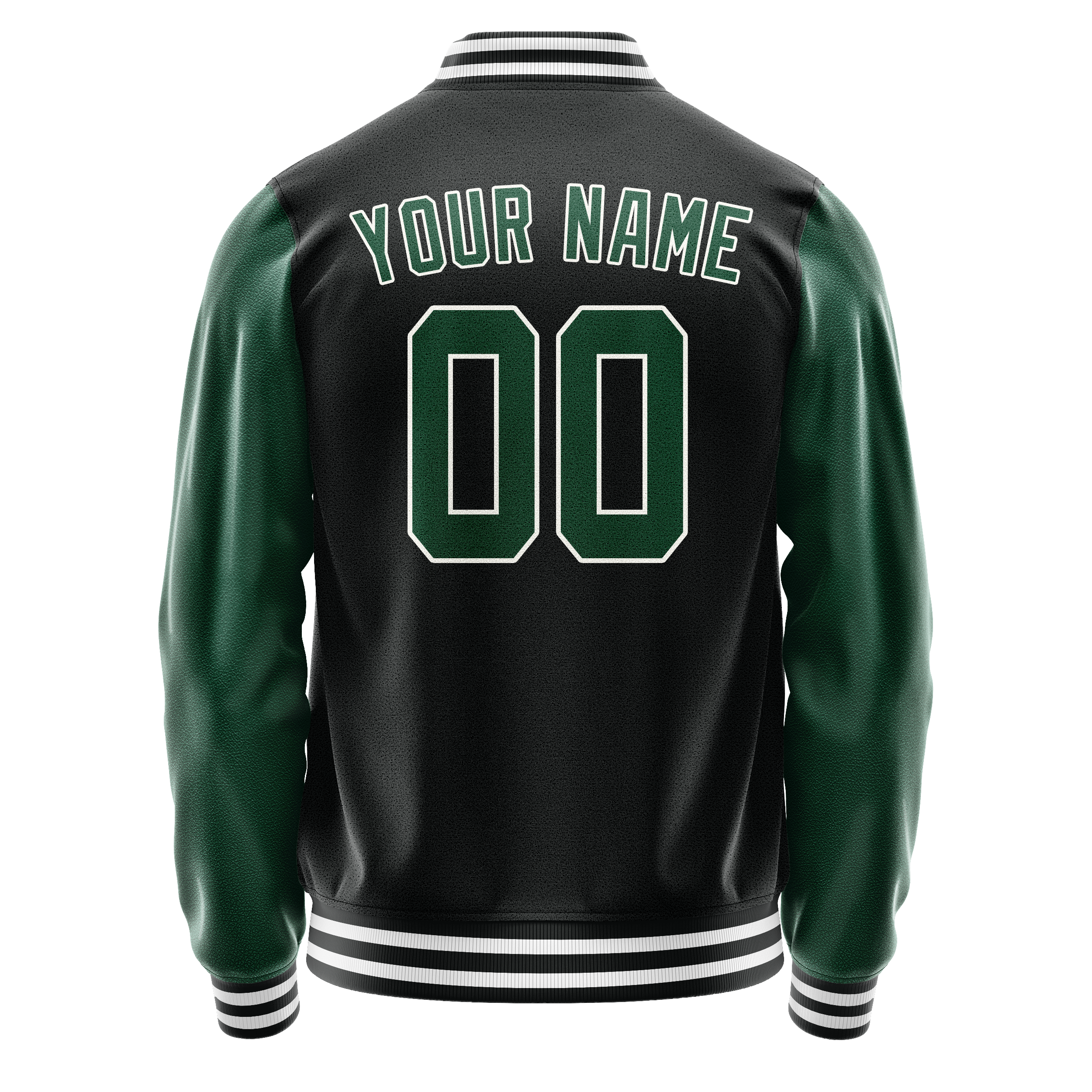 Custom Black Kelly-Green Solid Color Varsity Letterman Jacket JA02240617XF013