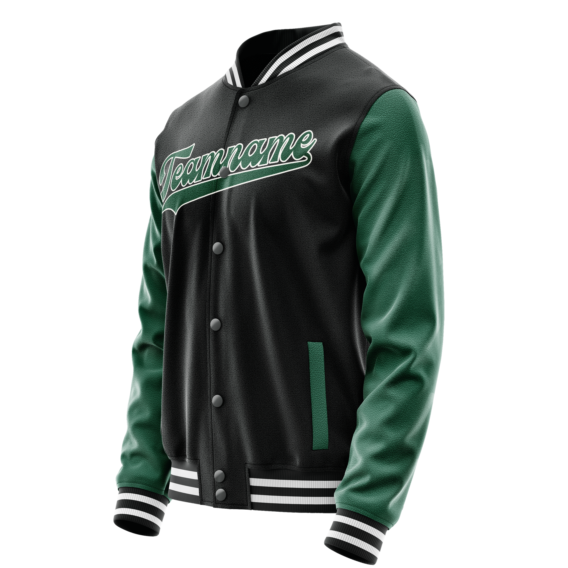 Custom Black Kelly-Green Solid Color Varsity Letterman Jacket JA02240617XF013