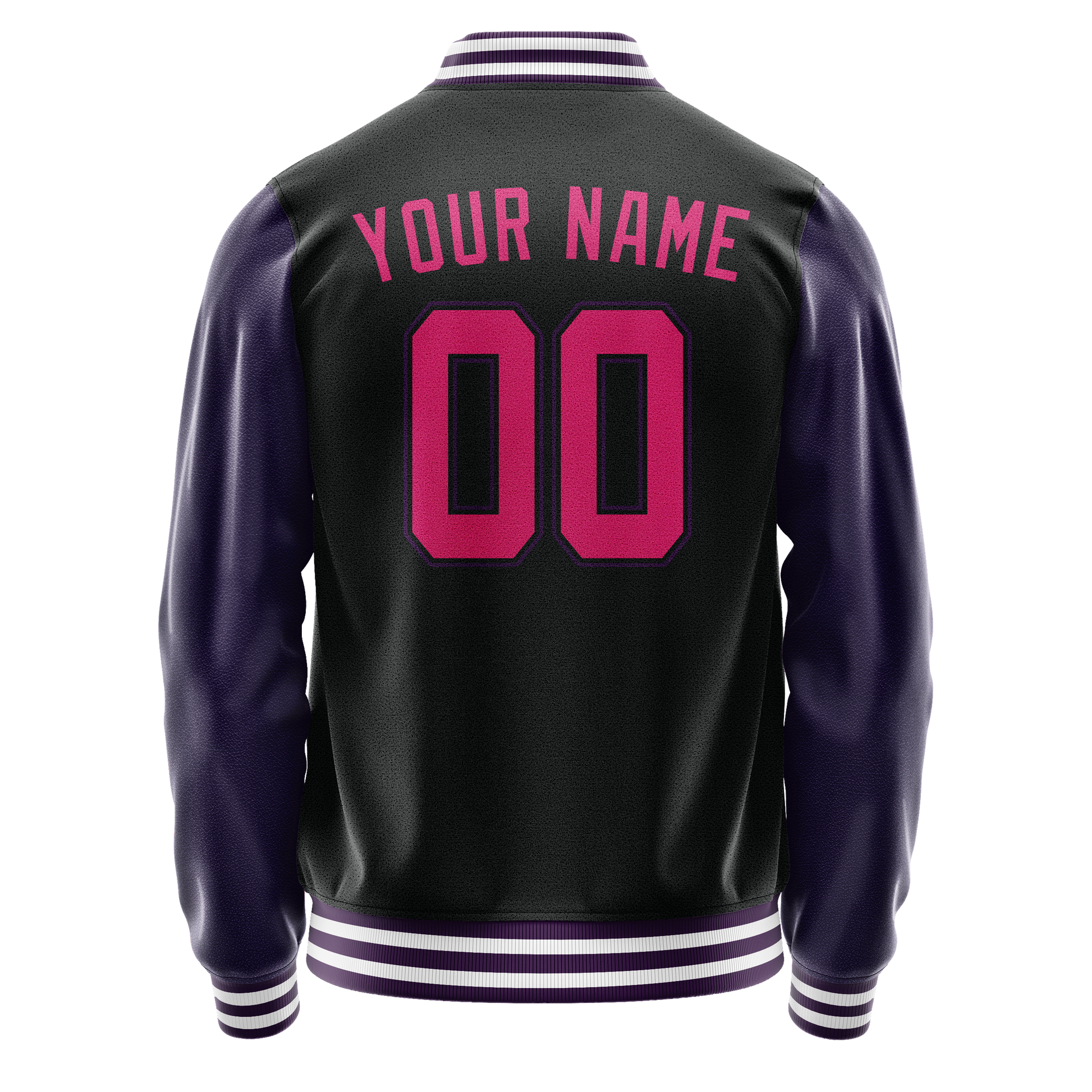 Custom Black Purple Solid Color Varsity Letterman Jacket JA02240617XF011