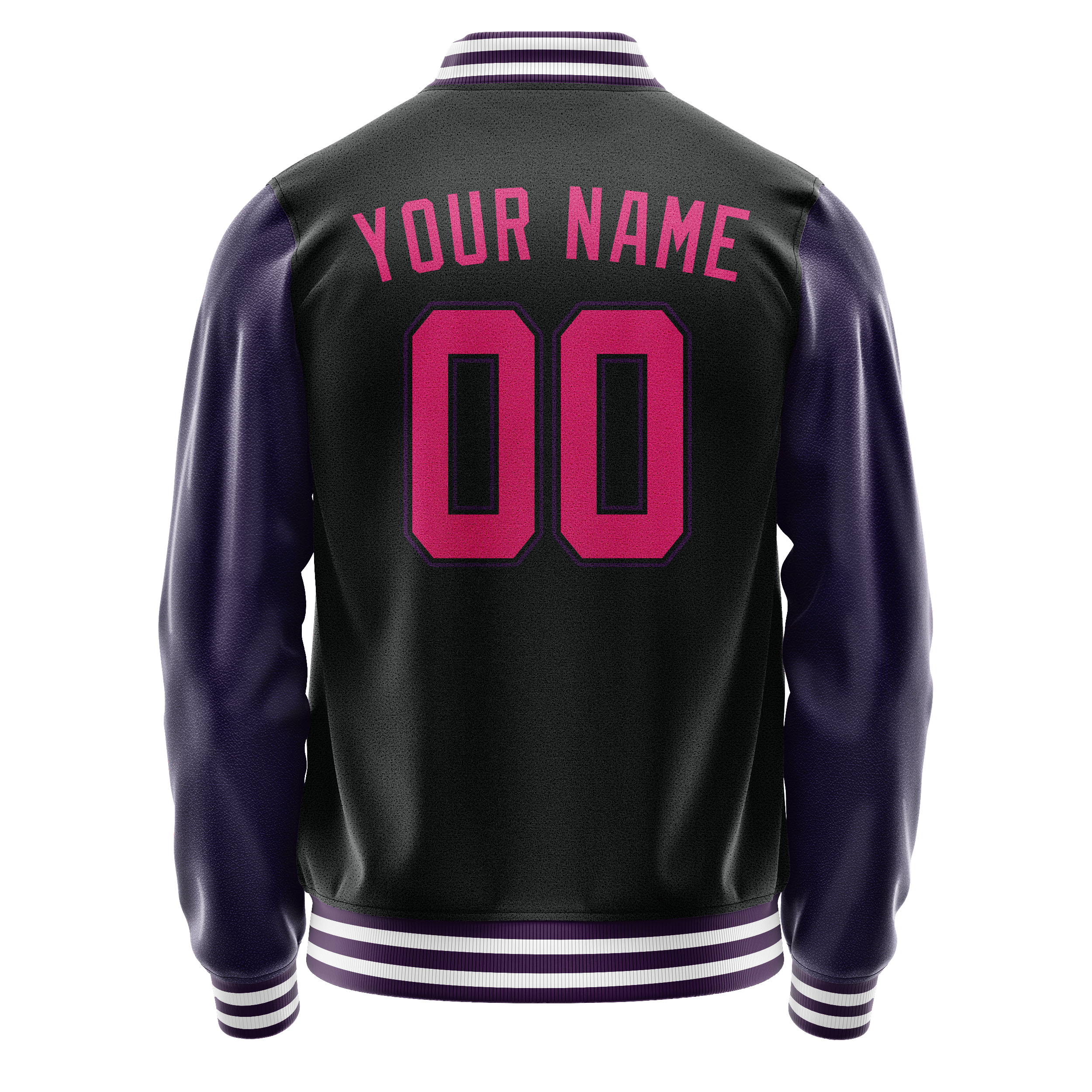 Custom Black Purple Solid Color Varsity Letterman Jacket JA02240617XF011