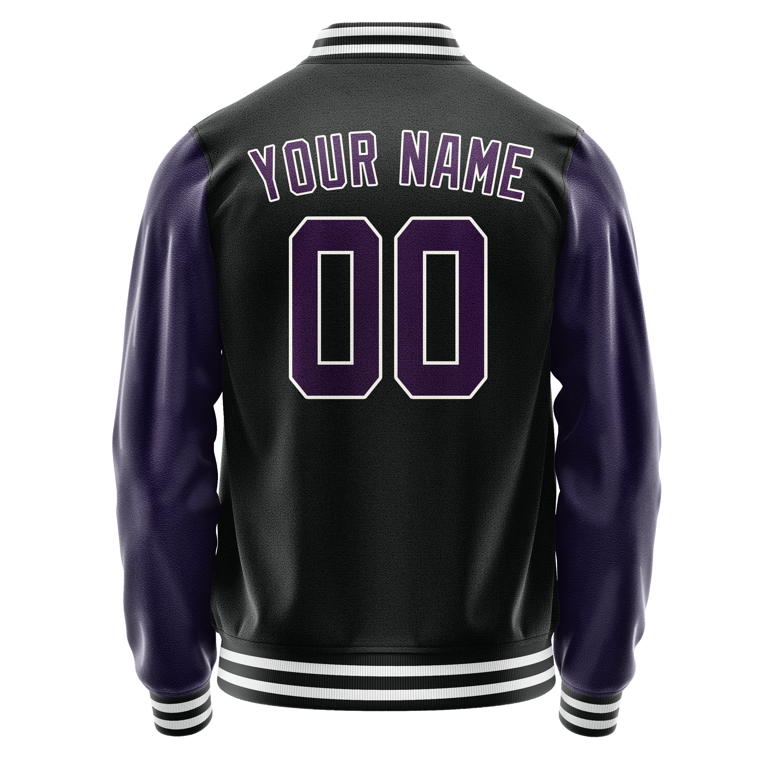 Custom Black Purple Solid Color Varsity Letterman Jacket JA02240617XF016