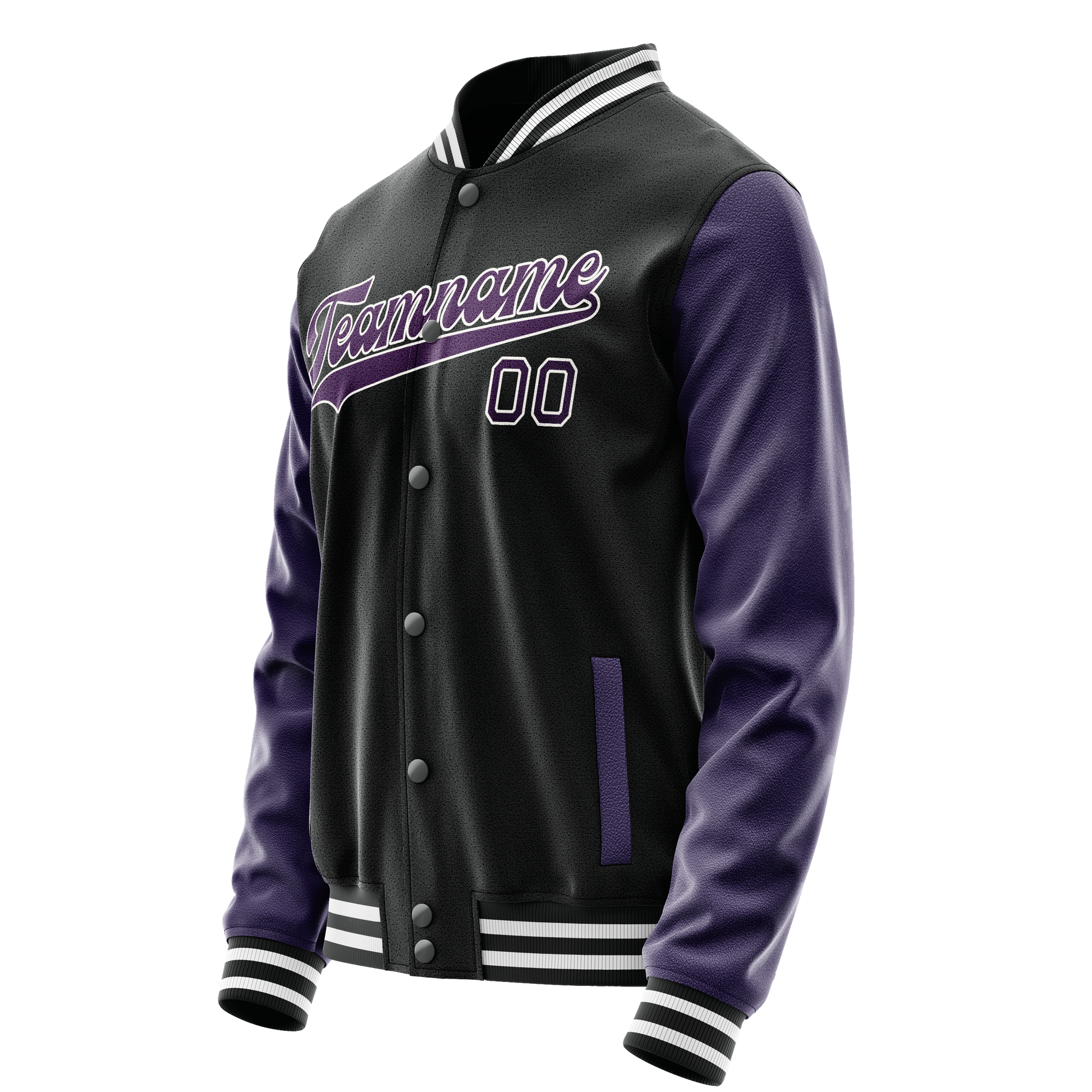 Custom Black Purple Solid Color Varsity Letterman Jacket JA02240617XF016