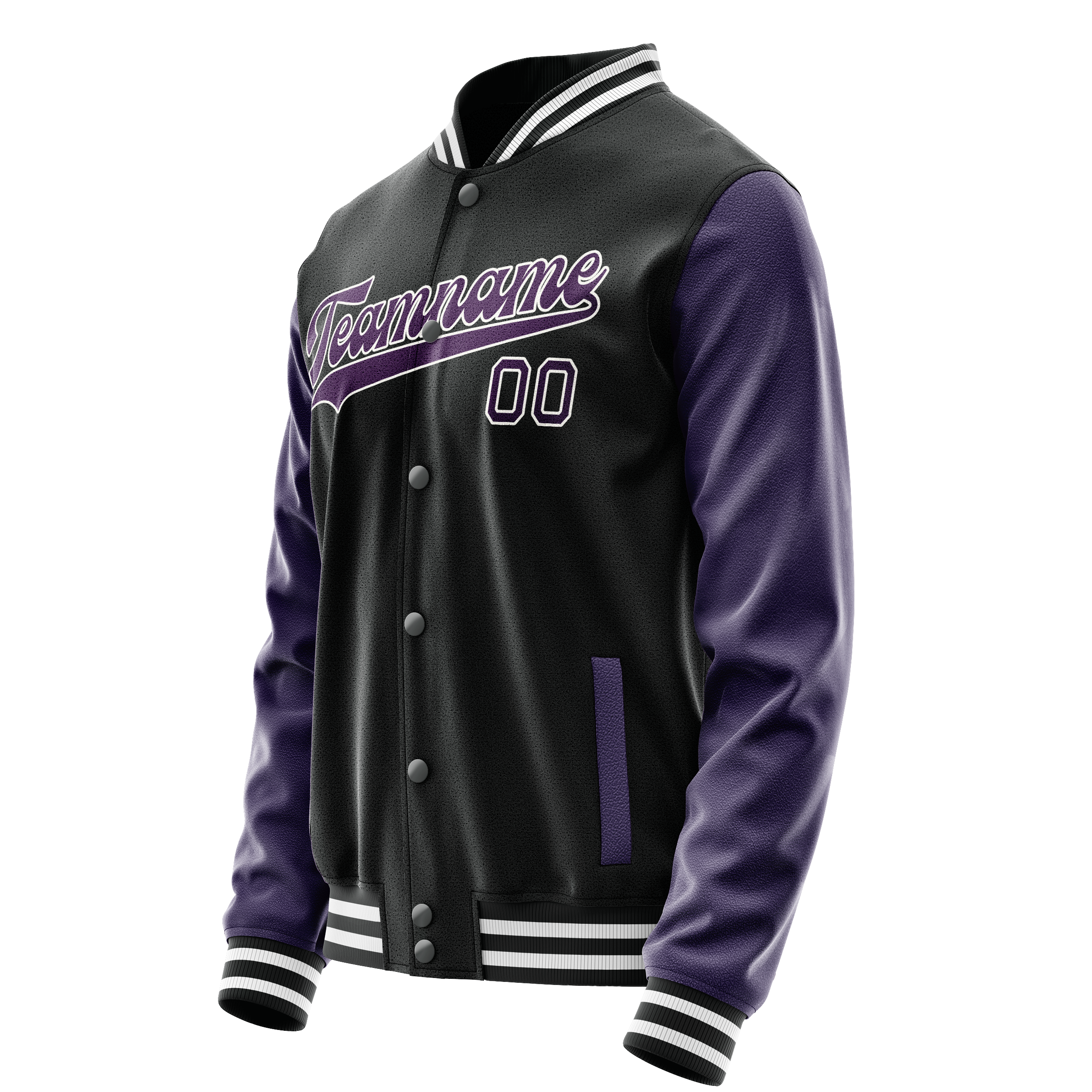 Custom Black Purple Solid Color Varsity Letterman Jacket JA02240617XF016