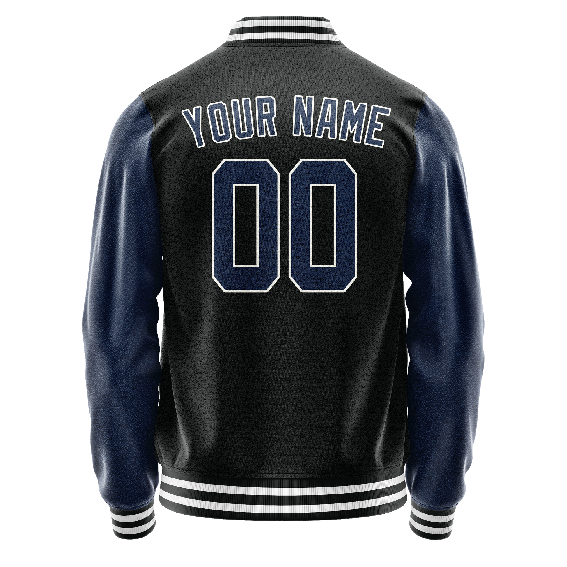 Custom Black Royal Solid Color Varsity Letterman Jacket JA02240617XF010