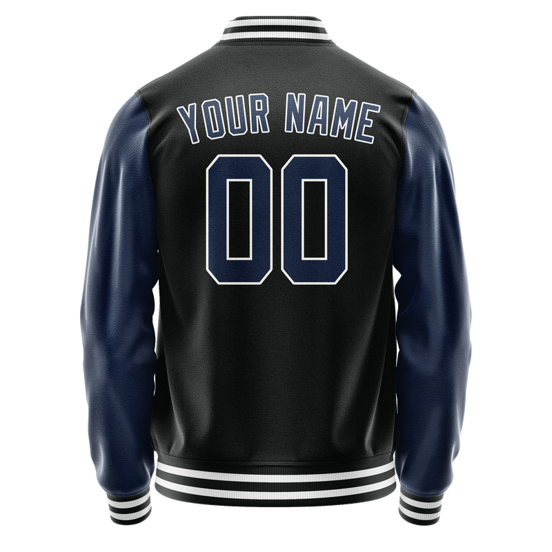 Custom Black Royal Solid Color Varsity Letterman Jacket JA02240617XF010