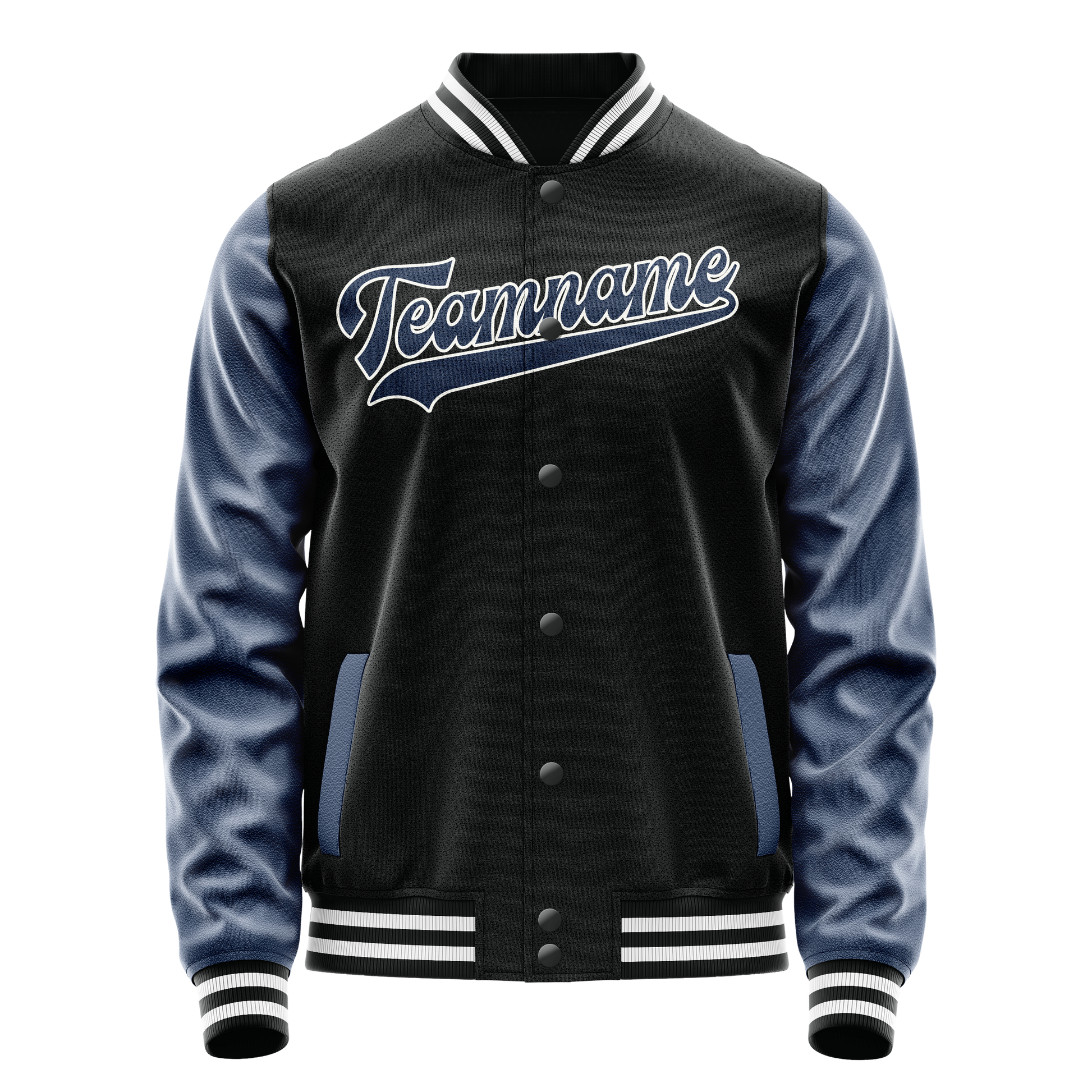 Custom Black Royal Solid Color Varsity Letterman Jacket JA02240617XF010