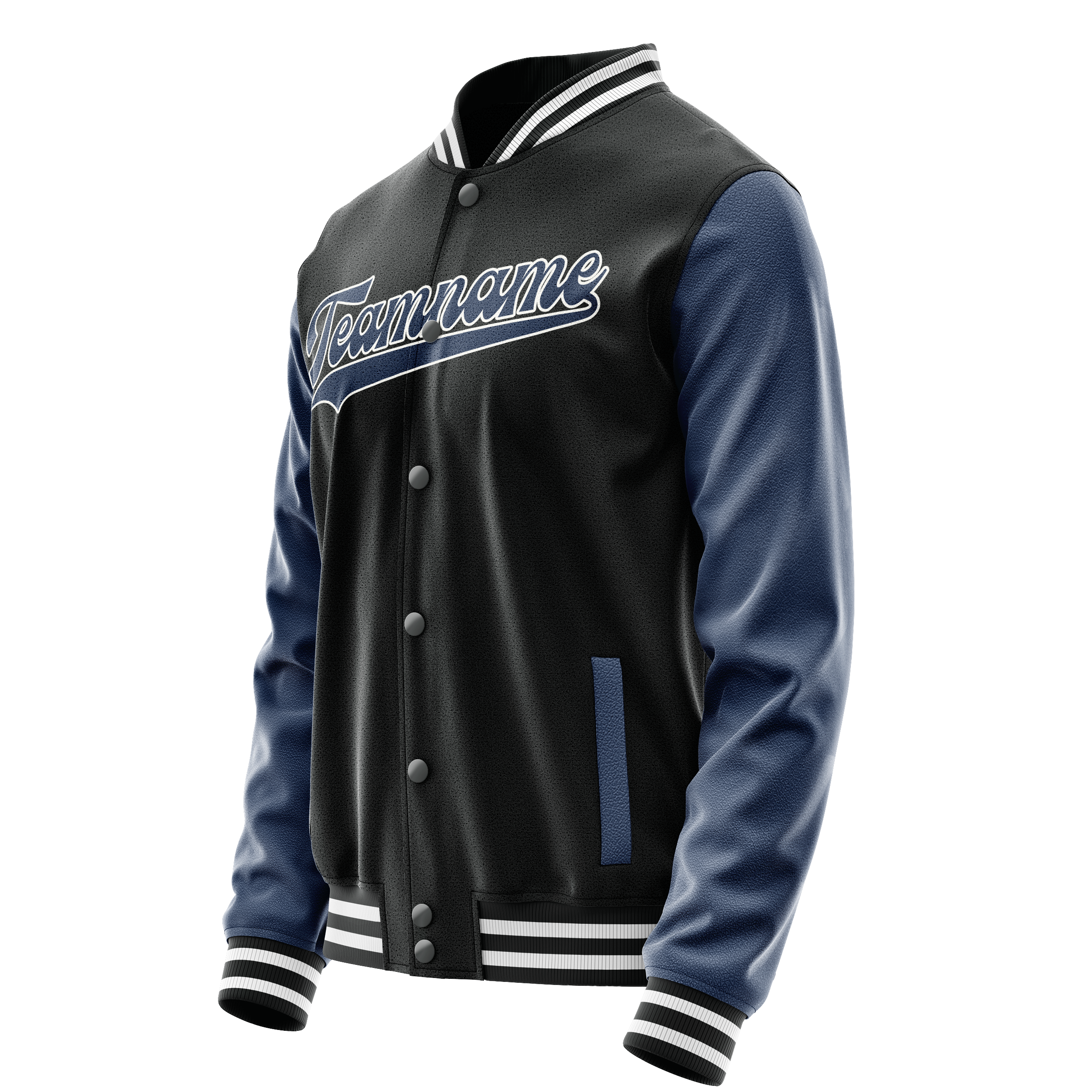 Custom Black Royal Solid Color Varsity Letterman Jacket JA02240617XF010