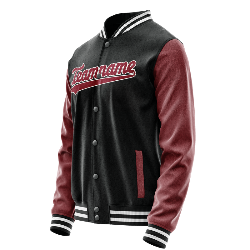 Custom Black Texas-Orange Solid Color Varsity Letterman Jacket JA02240617XF012